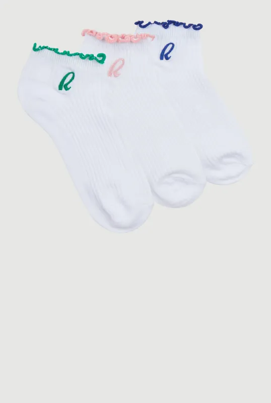 R Collection Lettuce Edge Quarter Socks 3 Pack made by Rainbow