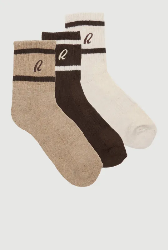 R Collection Cushion Mid-Crew Socks 3 Pack made by Rainbow