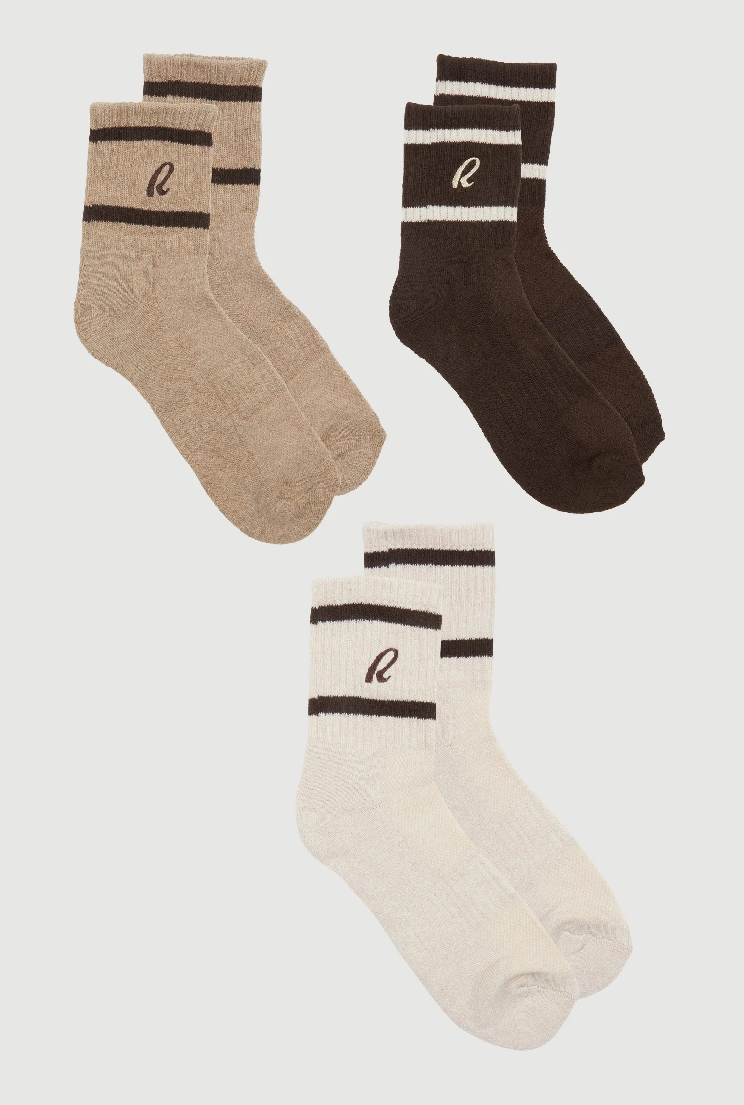 R Collection Cushion Mid-Crew Socks 3 Pack sold by Rainbow product image thumbnail 2