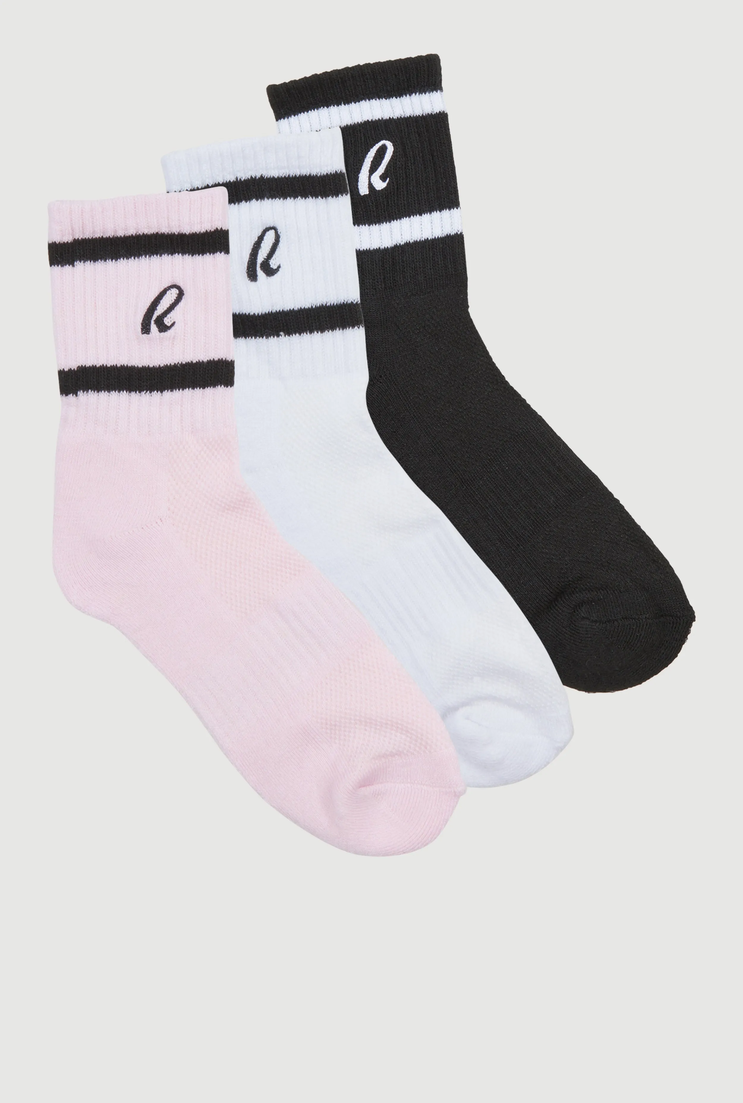 R Collection Cushion Mid-Crew Socks 3 Pack sold by Rainbow