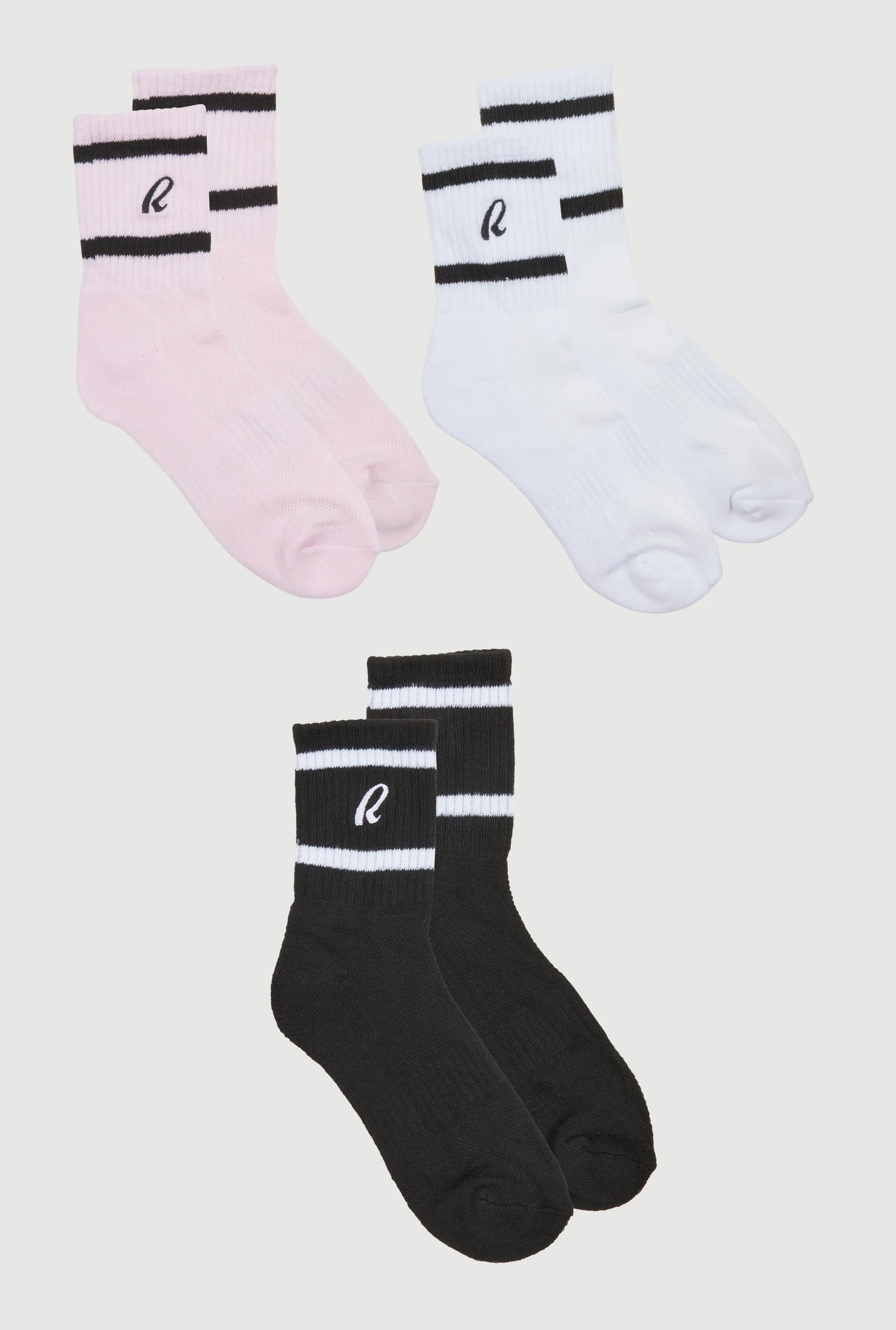 R Collection Cushion Mid-Crew Socks 3 Pack sold by Rainbow product image thumbnail 2