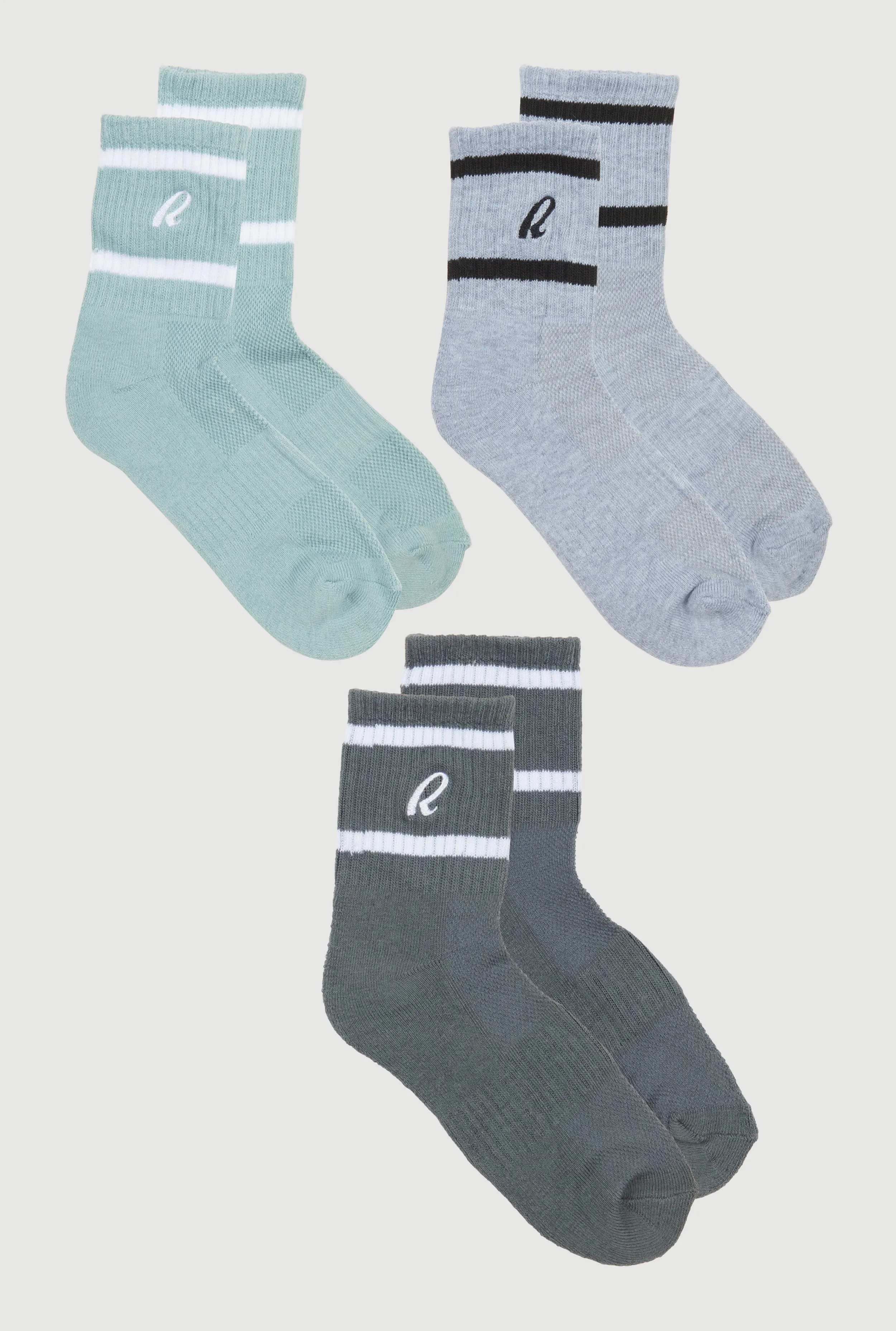 R Collection Cushion Mid-Crew Socks 3 Pack sold by Rainbow product image thumbnail 2