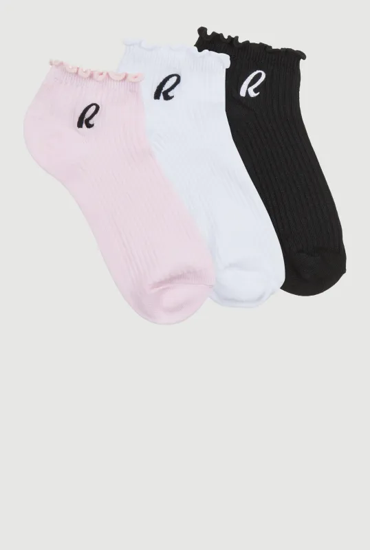 R Collection Lettuce Edge Quarter Socks 3 Pack made by Rainbow