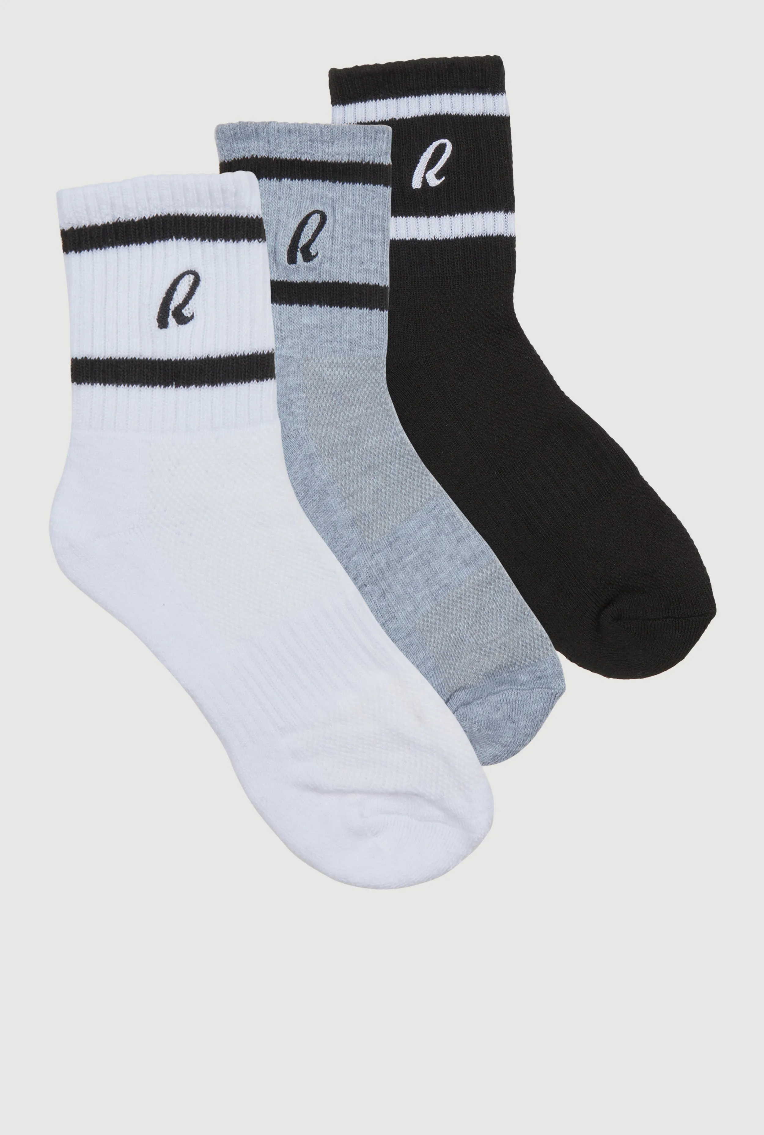 R Collection Cushion Mid-Crew Socks 3 Pack sold by Rainbow