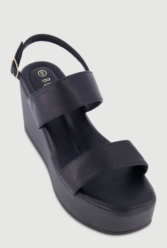 Square Toe Ankle Strap Wedges made by Rainbow