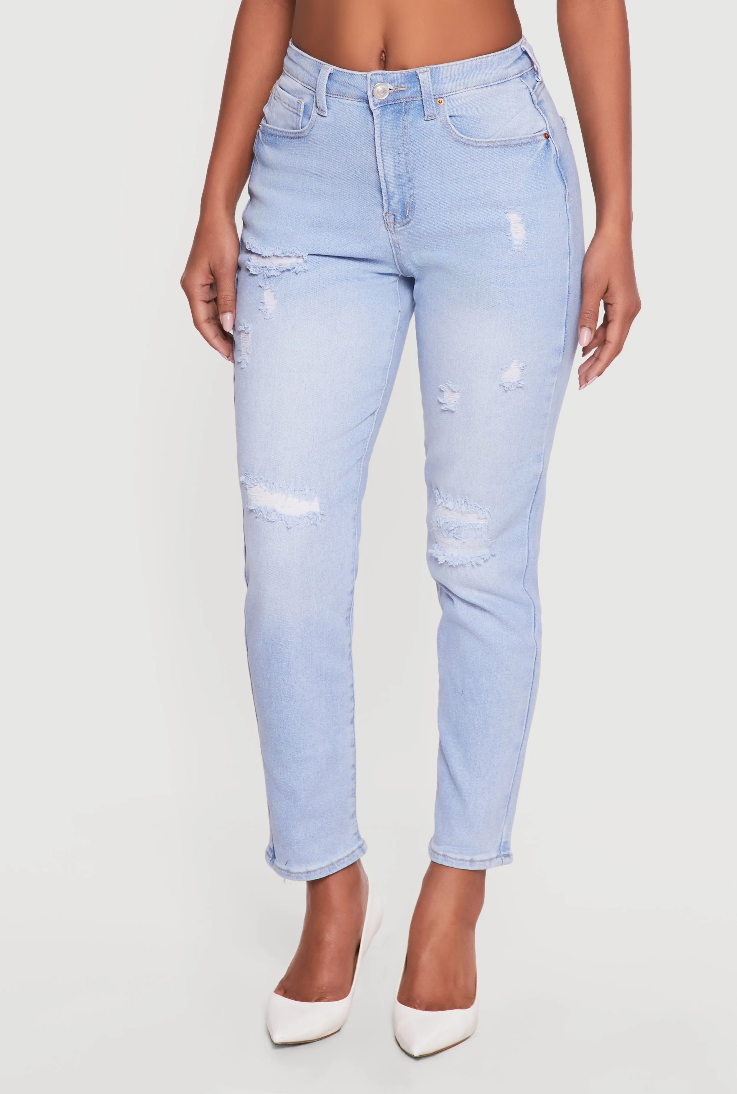 WAX High Waisted Distressed Mom Jeans sold by Rainbow product image thumbnail 3