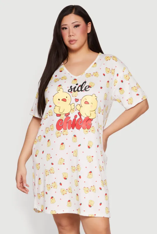 Plus Size Side Chick Graphic Sleepshirt made by Rainbow
