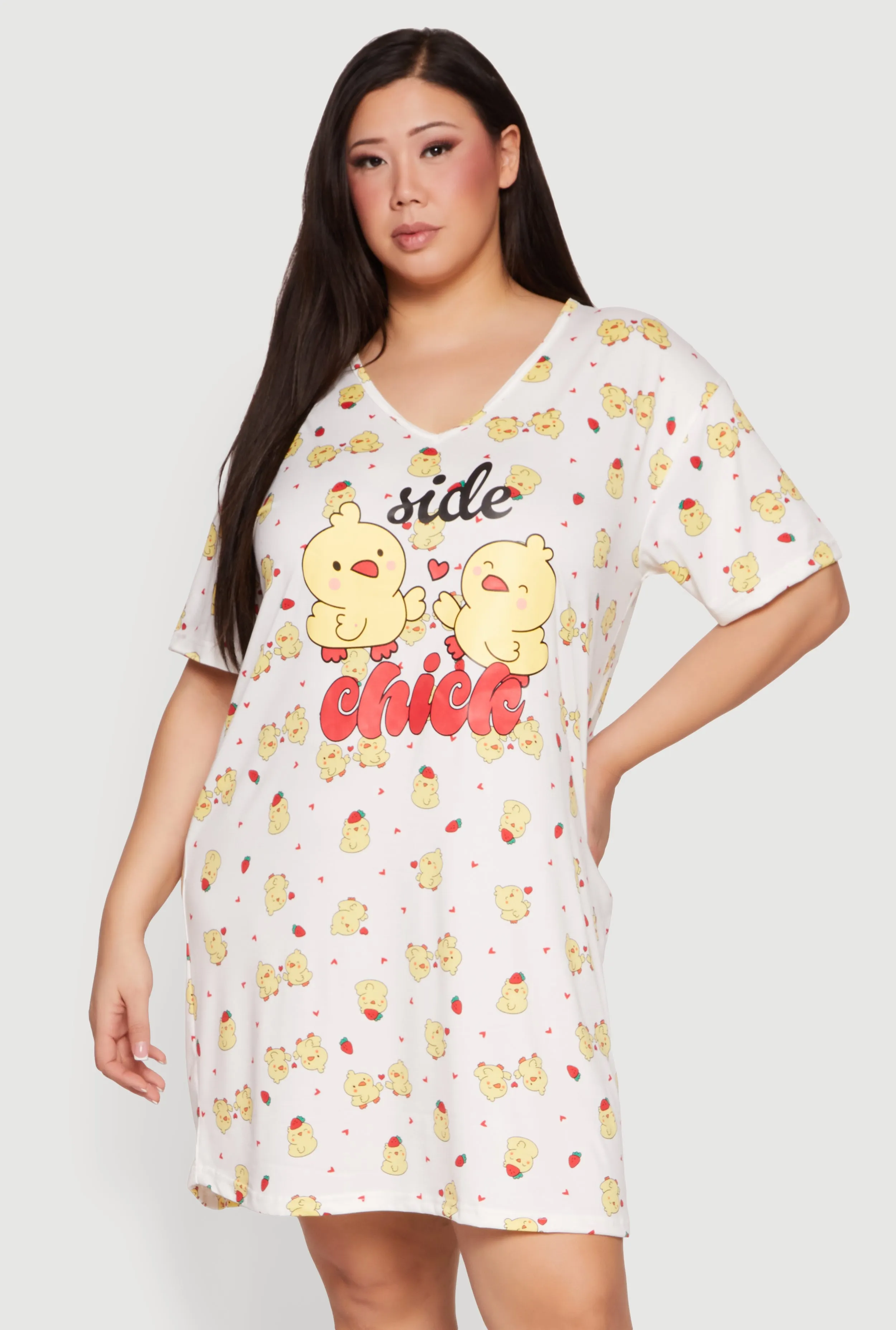 Plus Size Side Chick Graphic Sleepshirt sold by Rainbow