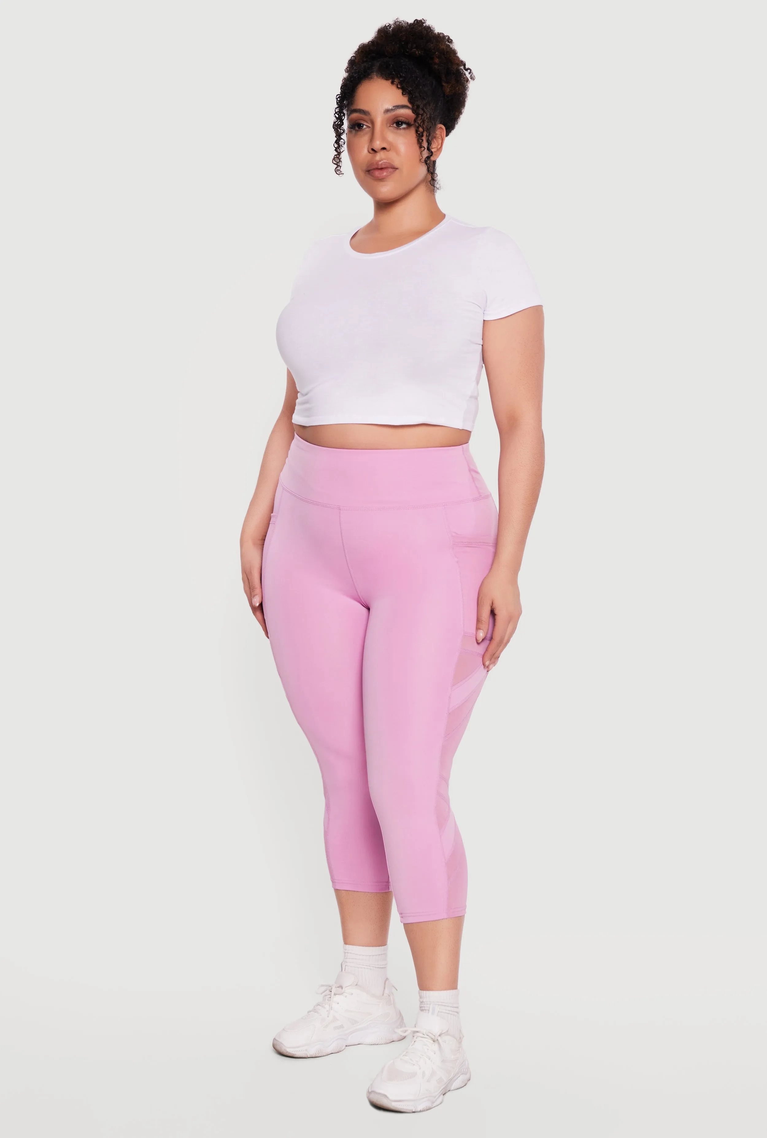 Plus Size Side Pocket Capri Leggings with Mesh Detail sold by Rainbow product image thumbnail 2