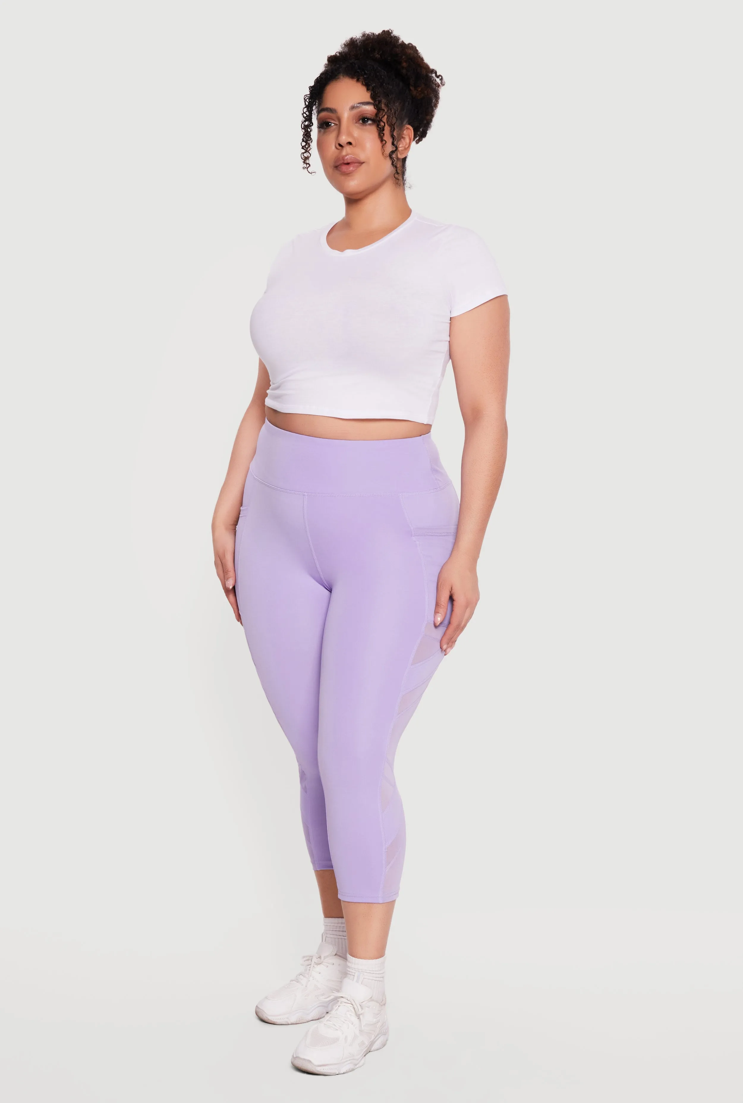 Plus Size Side Pocket Capri Leggings with Mesh Detail sold by Rainbow product image thumbnail 2