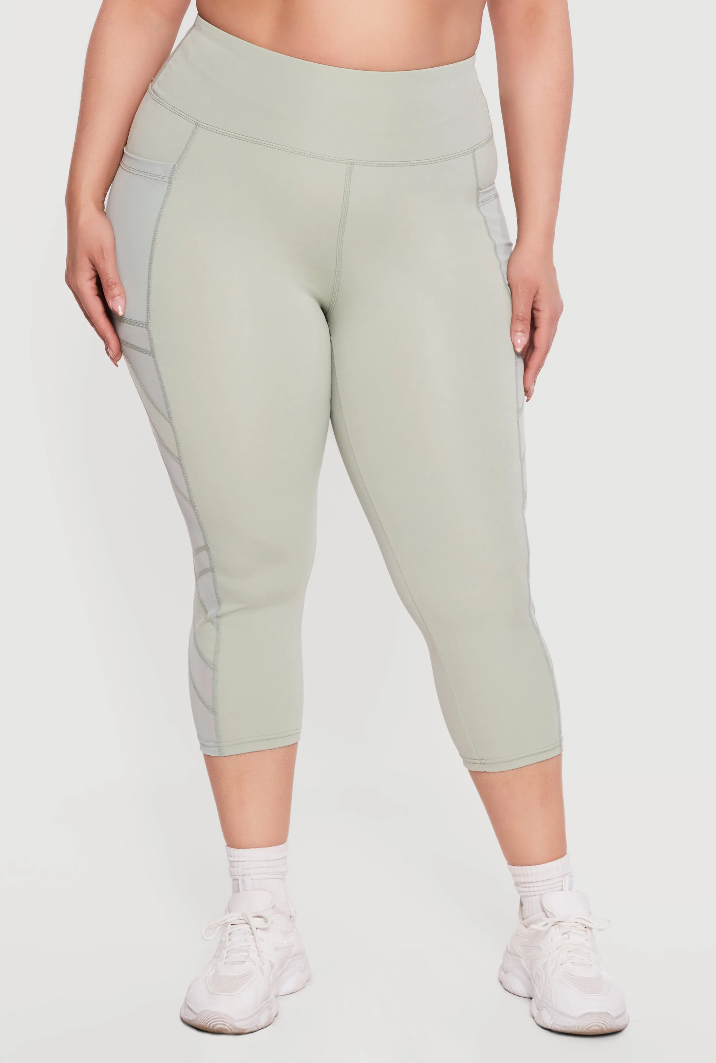 Plus Size Side Pocket Capri Leggings with Mesh Detail sold by Rainbow product image thumbnail 3