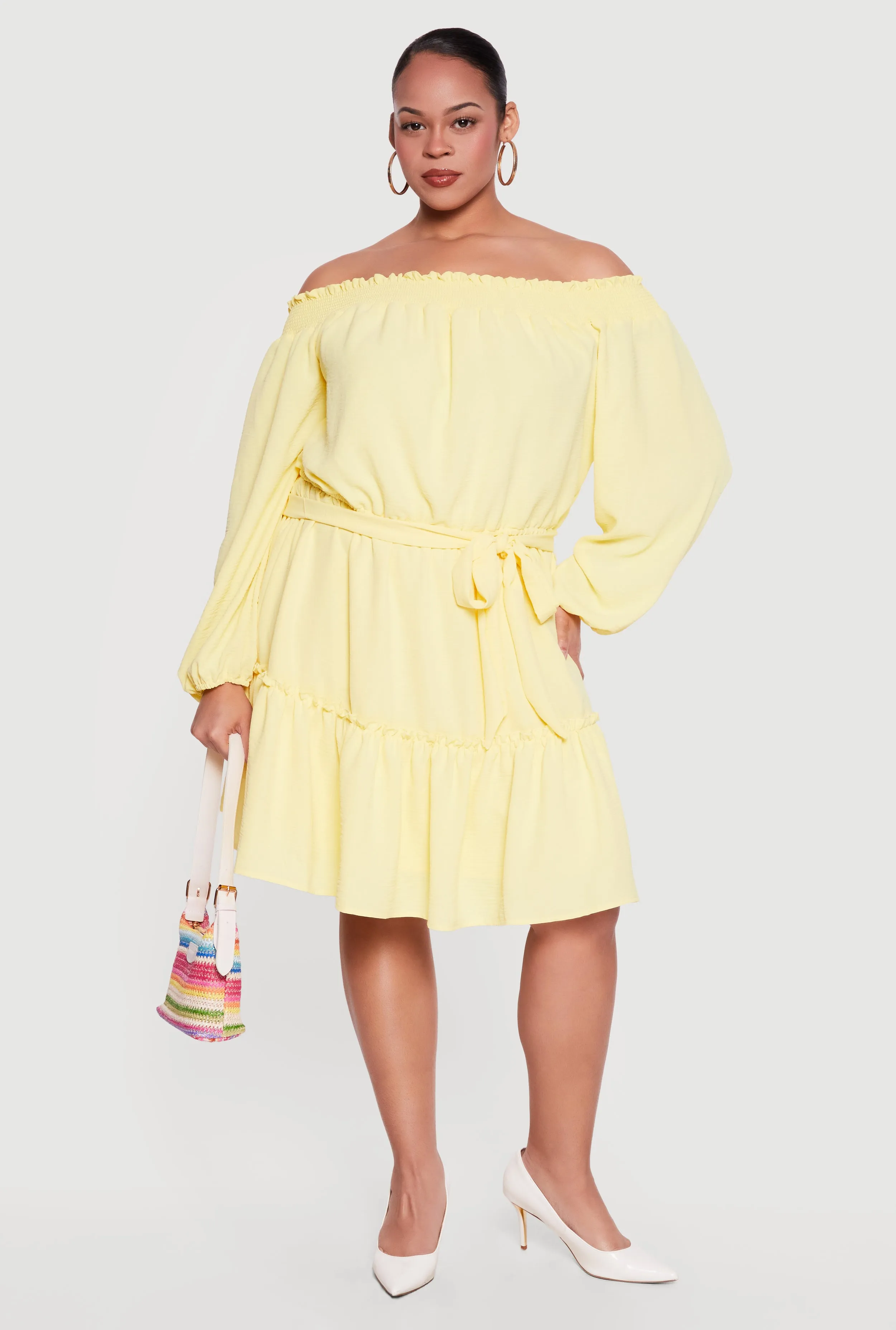Plus Size Crepe Knit Off The Shoulder Dress sold by Rainbow product image thumbnail 4