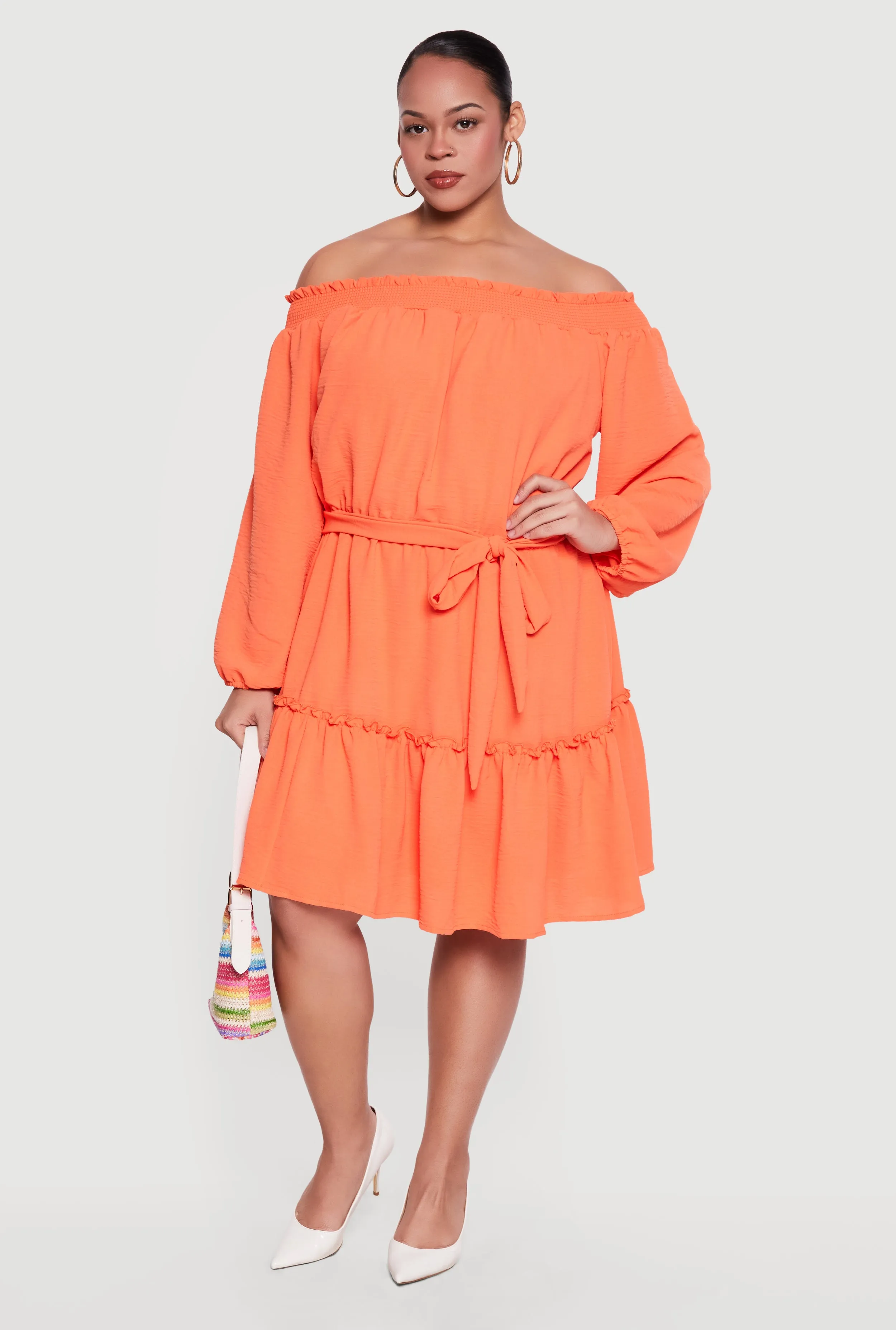 Plus Size Crepe Knit Off The Shoulder Dress sold by Rainbow