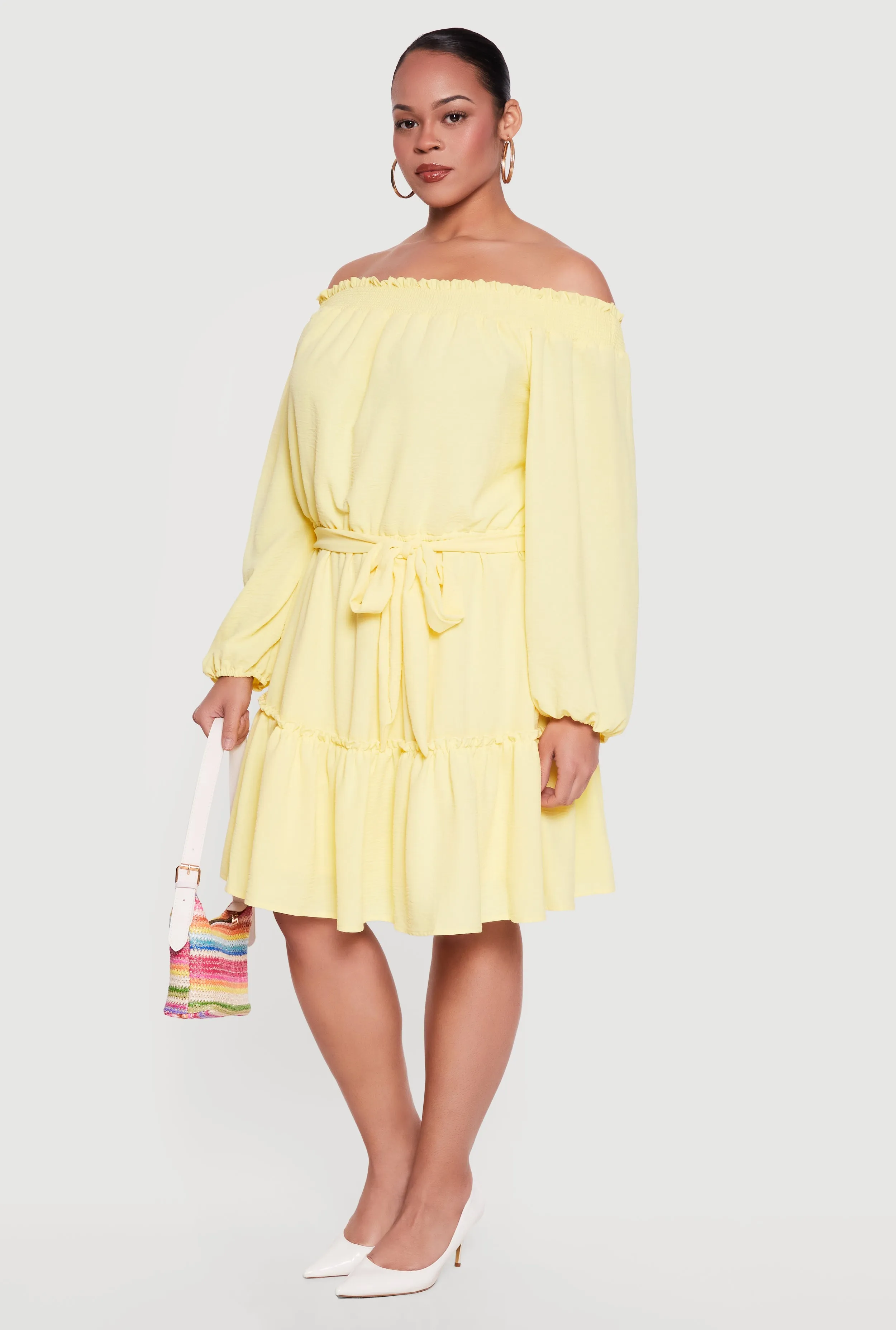 Plus Size Crepe Knit Off The Shoulder Dress sold by Rainbow product image thumbnail 2