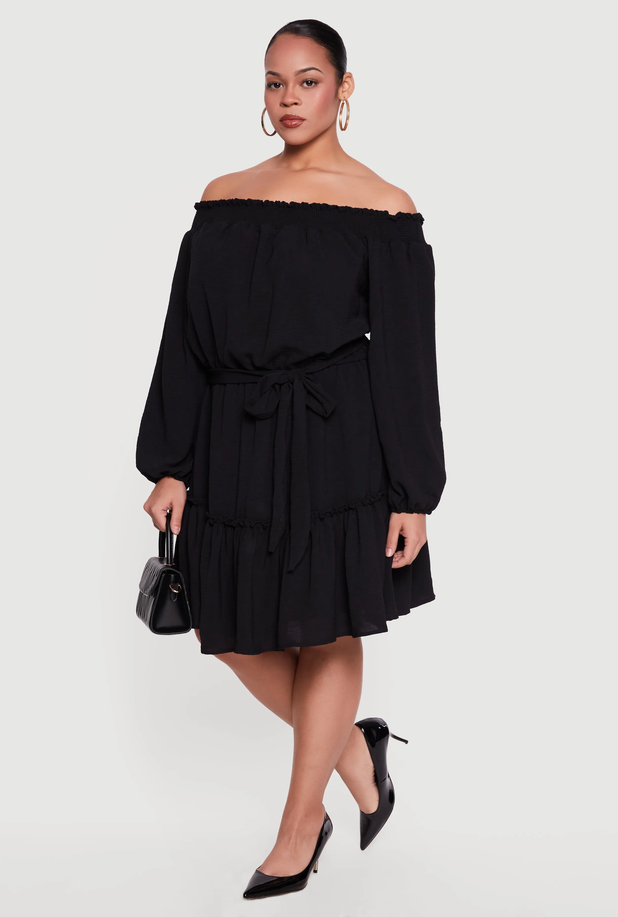 Plus Size Crepe Knit Off The Shoulder Dress sold by Rainbow product image thumbnail 2