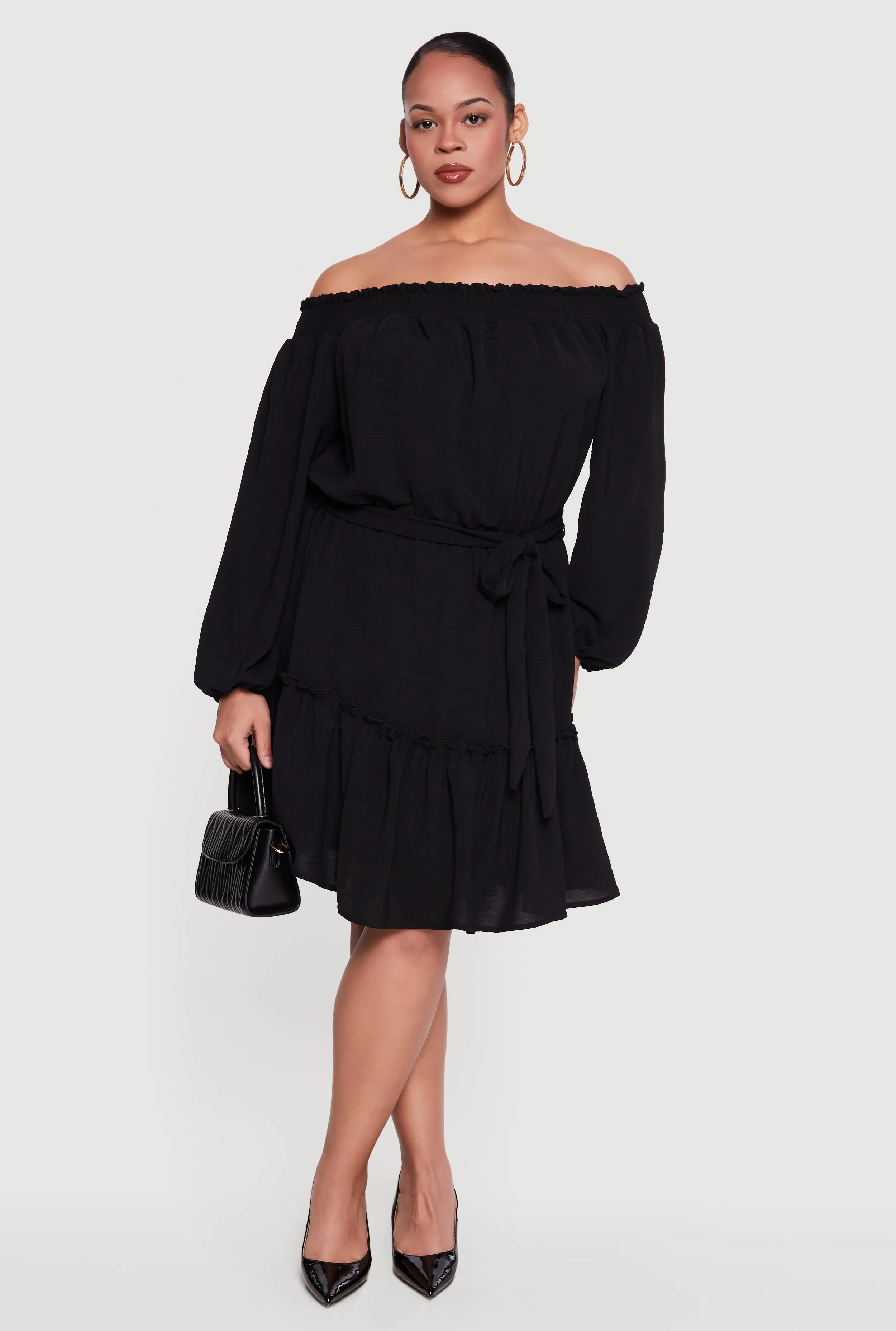 Plus Size Crepe Knit Off The Shoulder Dress sold by Rainbow