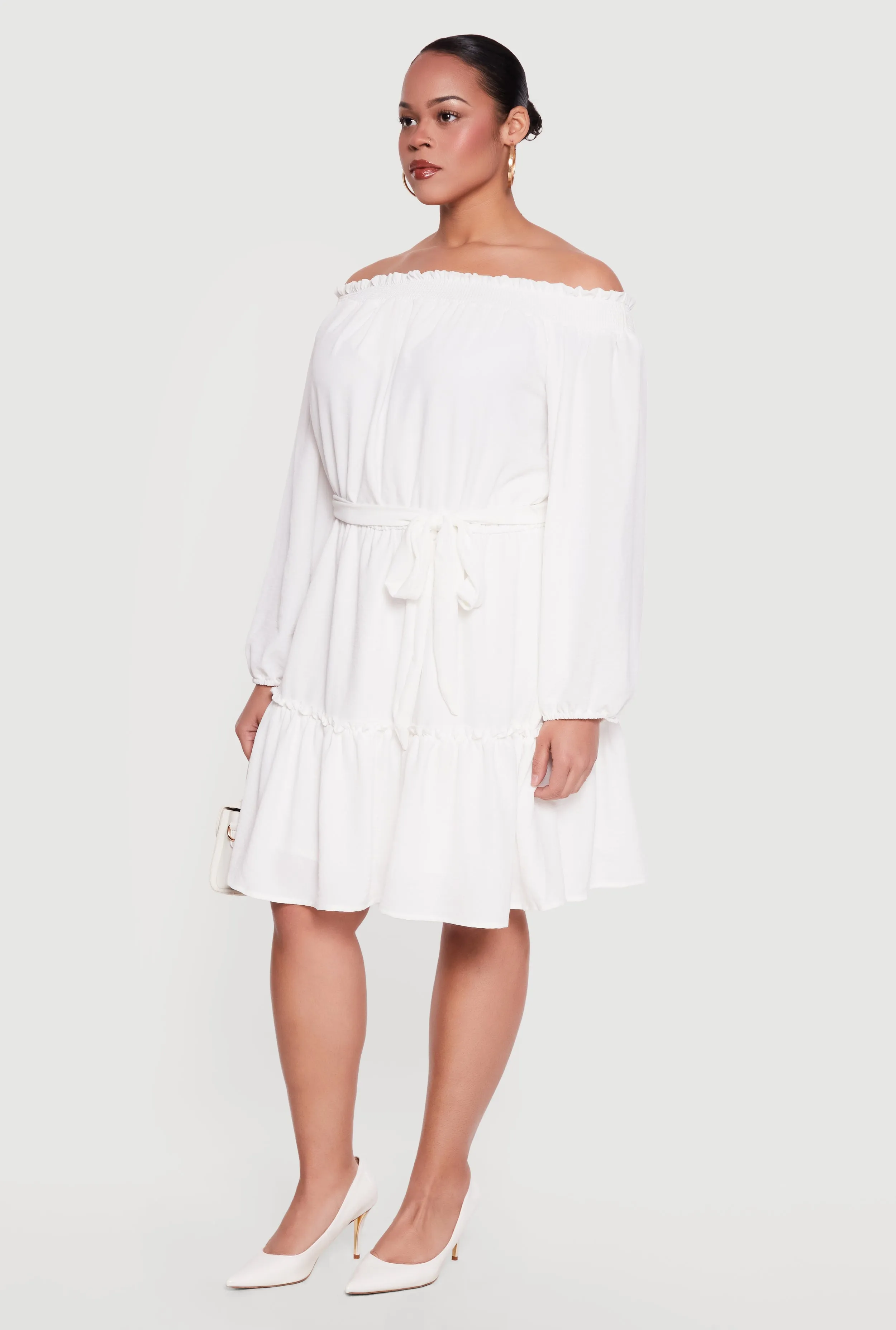 Plus Size Crepe Knit Off The Shoulder Dress sold by Rainbow product image thumbnail 2