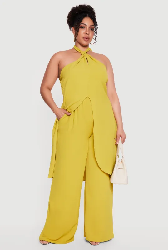 Plus Size Wide Leg High Waisted Dress Pants made by Rainbow