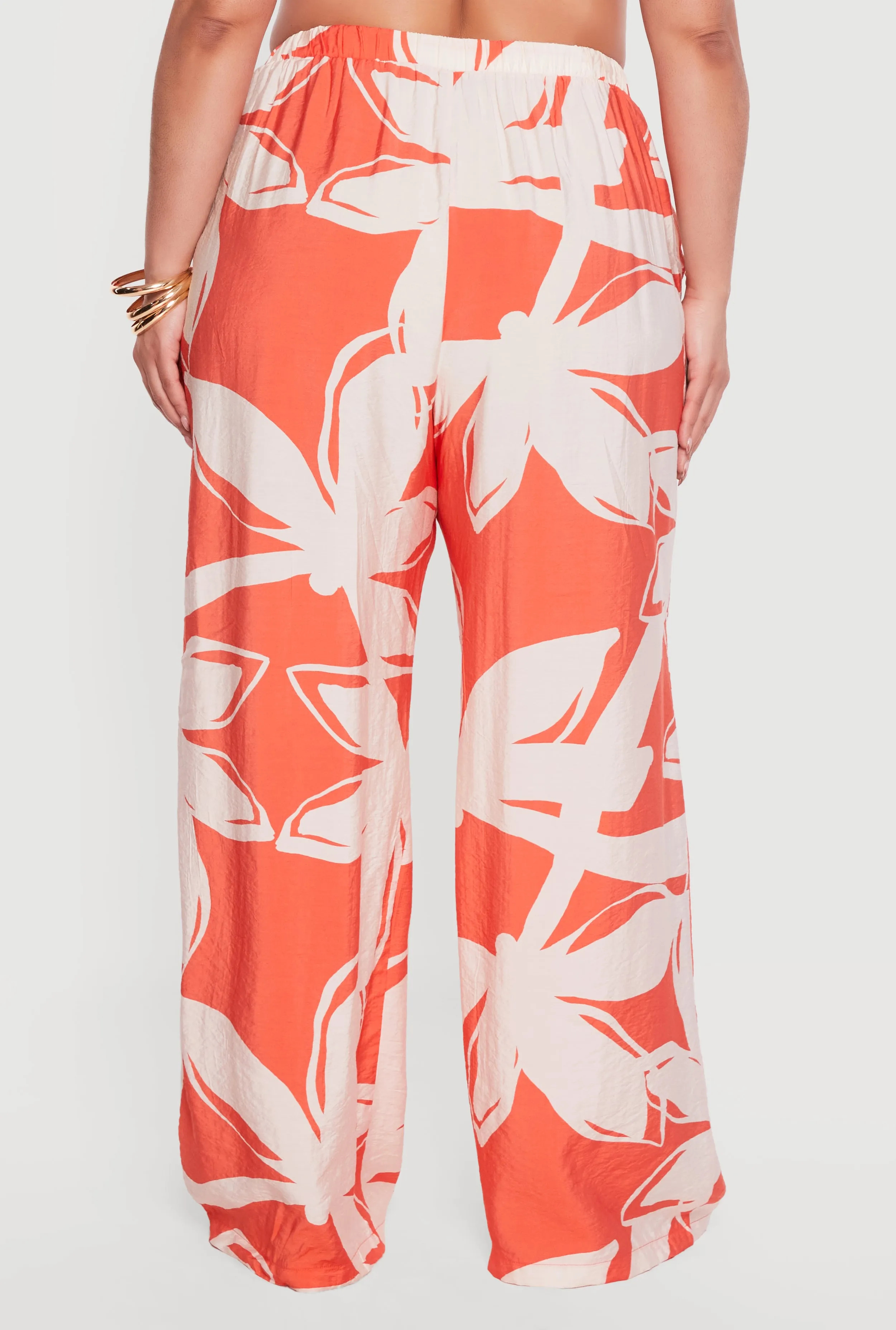 Plus Size High Waisted Wide Leg Patterned Crepe Knit Pants sold by Rainbow product image thumbnail 5