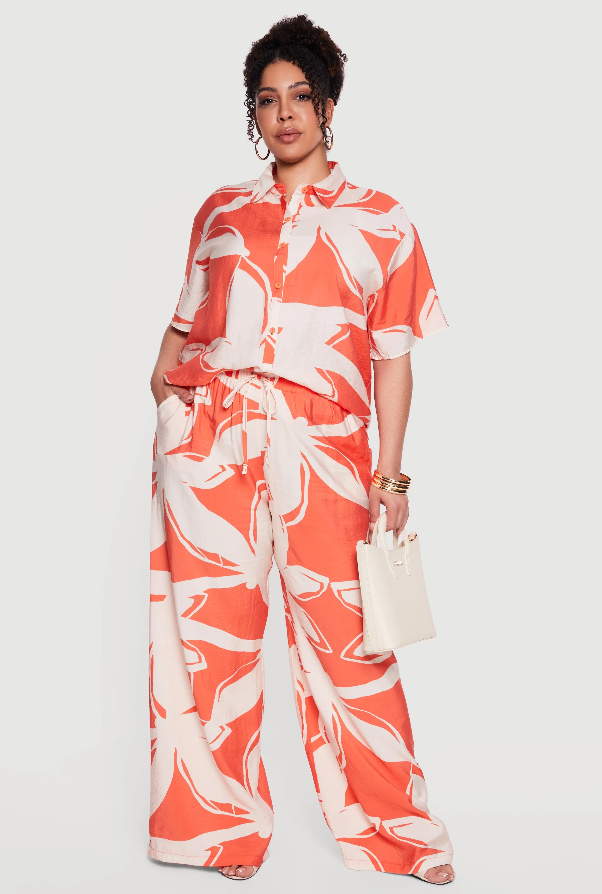 Plus Size Abstract Flower Print Shirt sold by Rainbow product image thumbnail 2