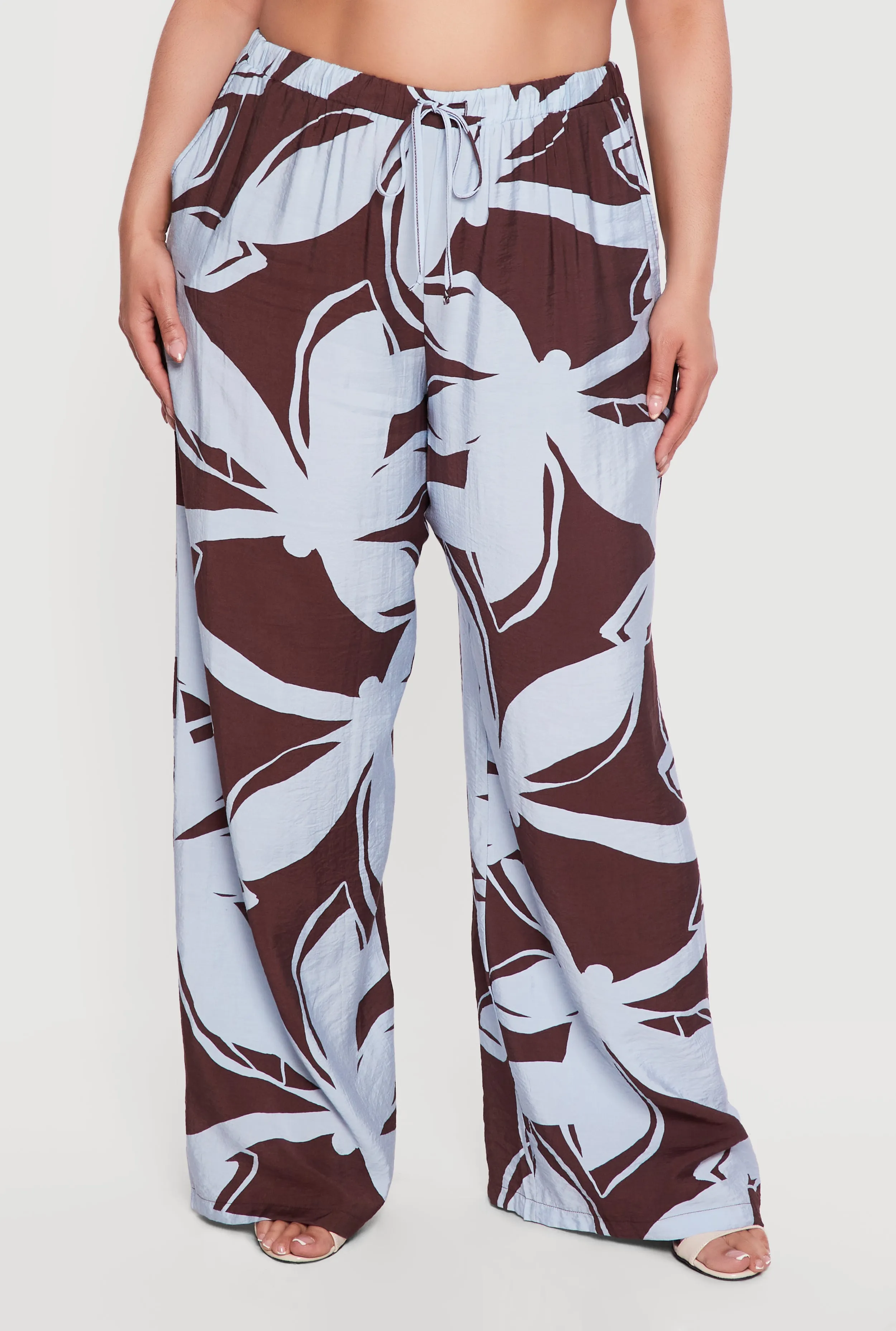 Plus Size High Waisted Wide Leg Patterned Crepe Knit Pants sold by Rainbow product image thumbnail 3