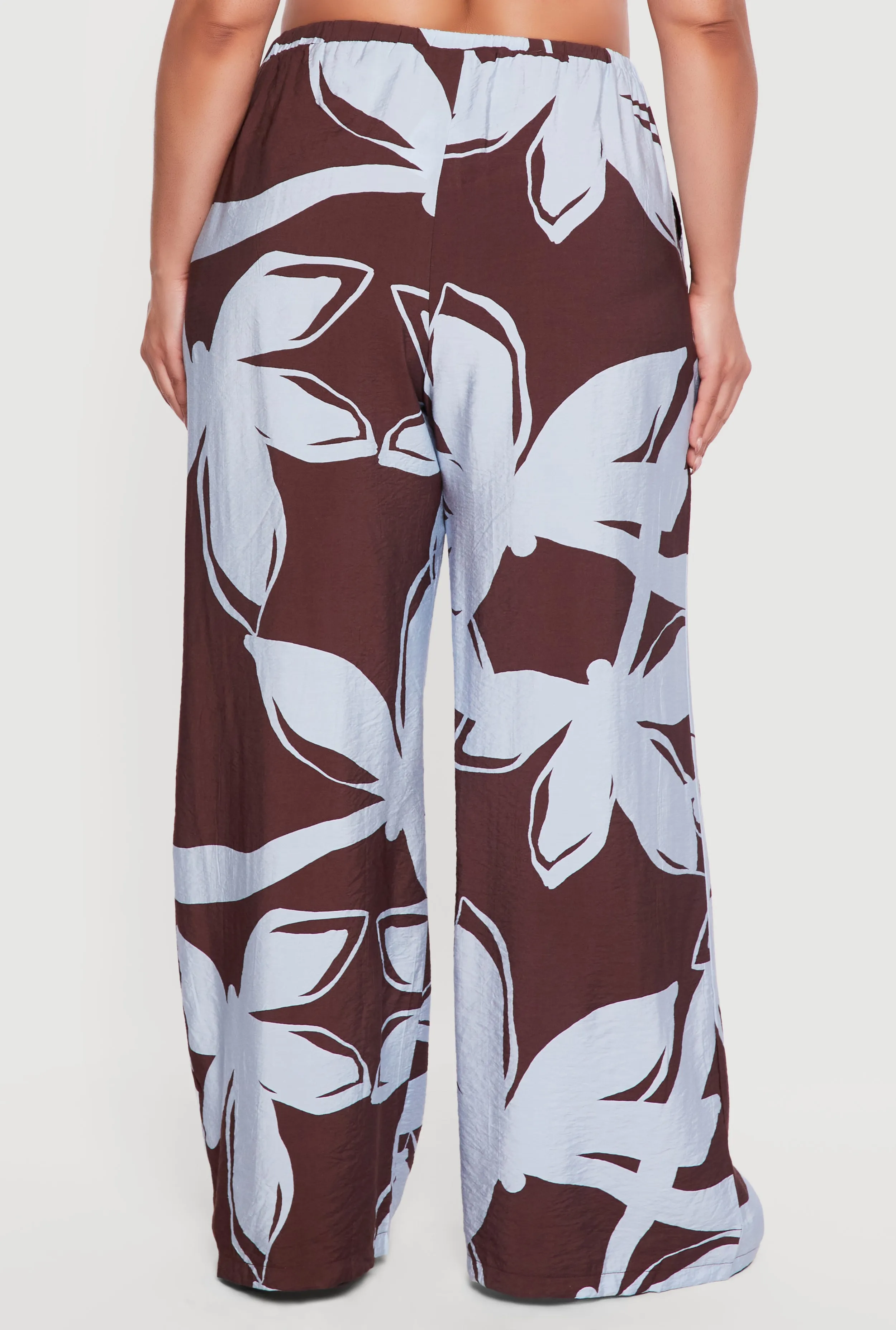 Plus Size High Waisted Wide Leg Patterned Crepe Knit Pants sold by Rainbow product image thumbnail 5