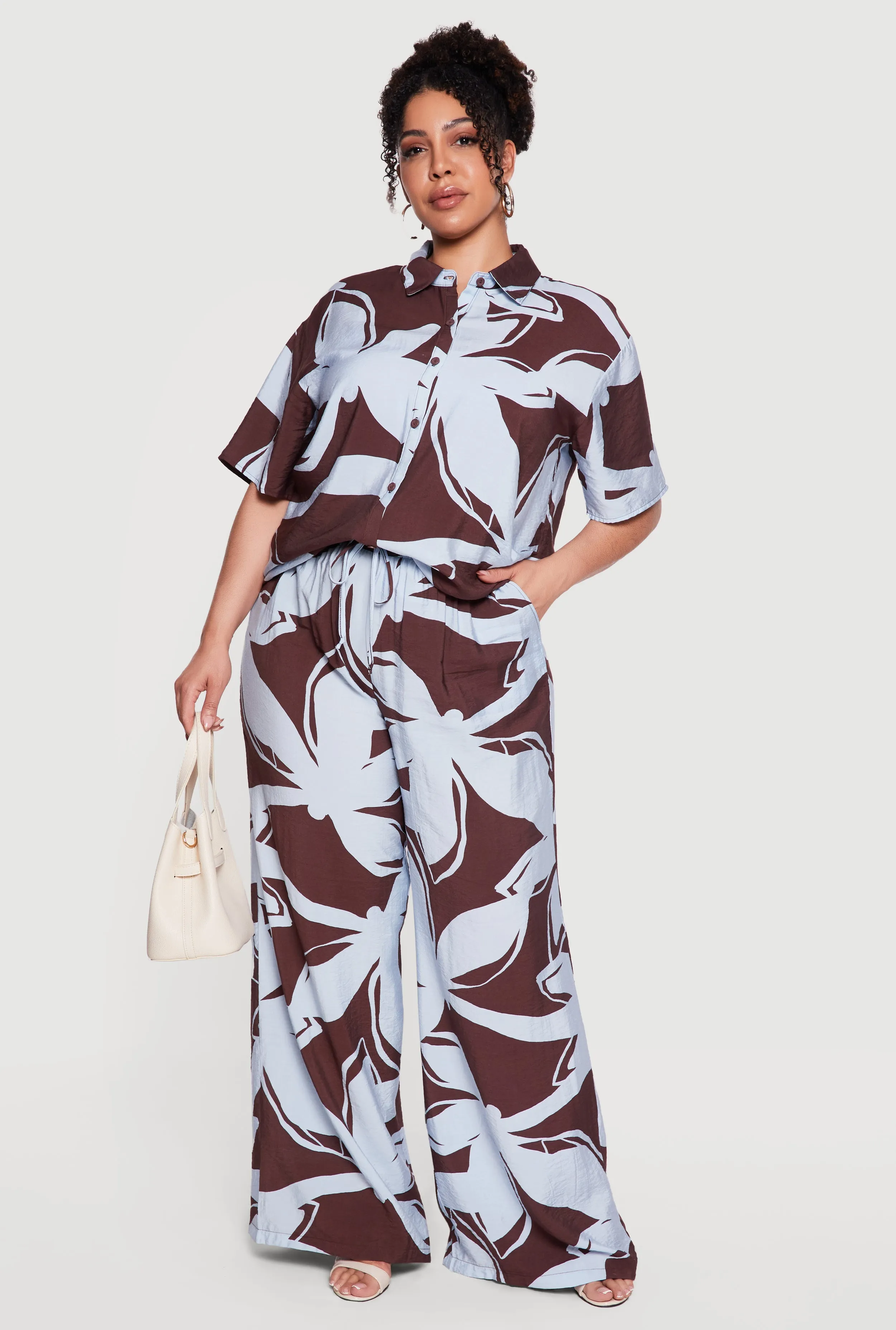 Plus Size Abstract Flower Print Shirt sold by Rainbow product image thumbnail 2