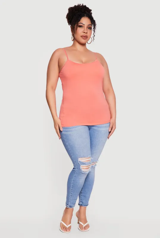 Plus Size Scoop Neck Shelf Bra Cami made by Rainbow