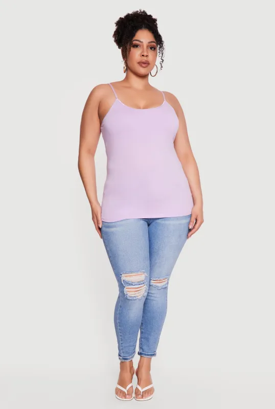 Plus Size Scoop Neck Shelf Bra Cami made by Rainbow