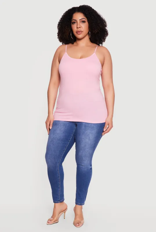 Plus Size Scoop Neck Shelf Bra Cami made by Rainbow