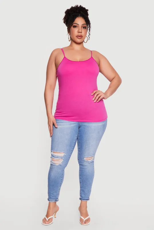 Plus Size Scoop Neck Shelf Bra Cami made by Rainbow