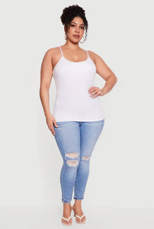 Plus Size Scoop Neck Shelf Bra Cami made by Rainbow