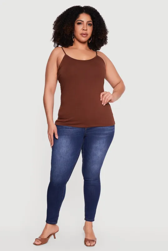 Plus Size Scoop Neck Shelf Bra Cami made by Rainbow