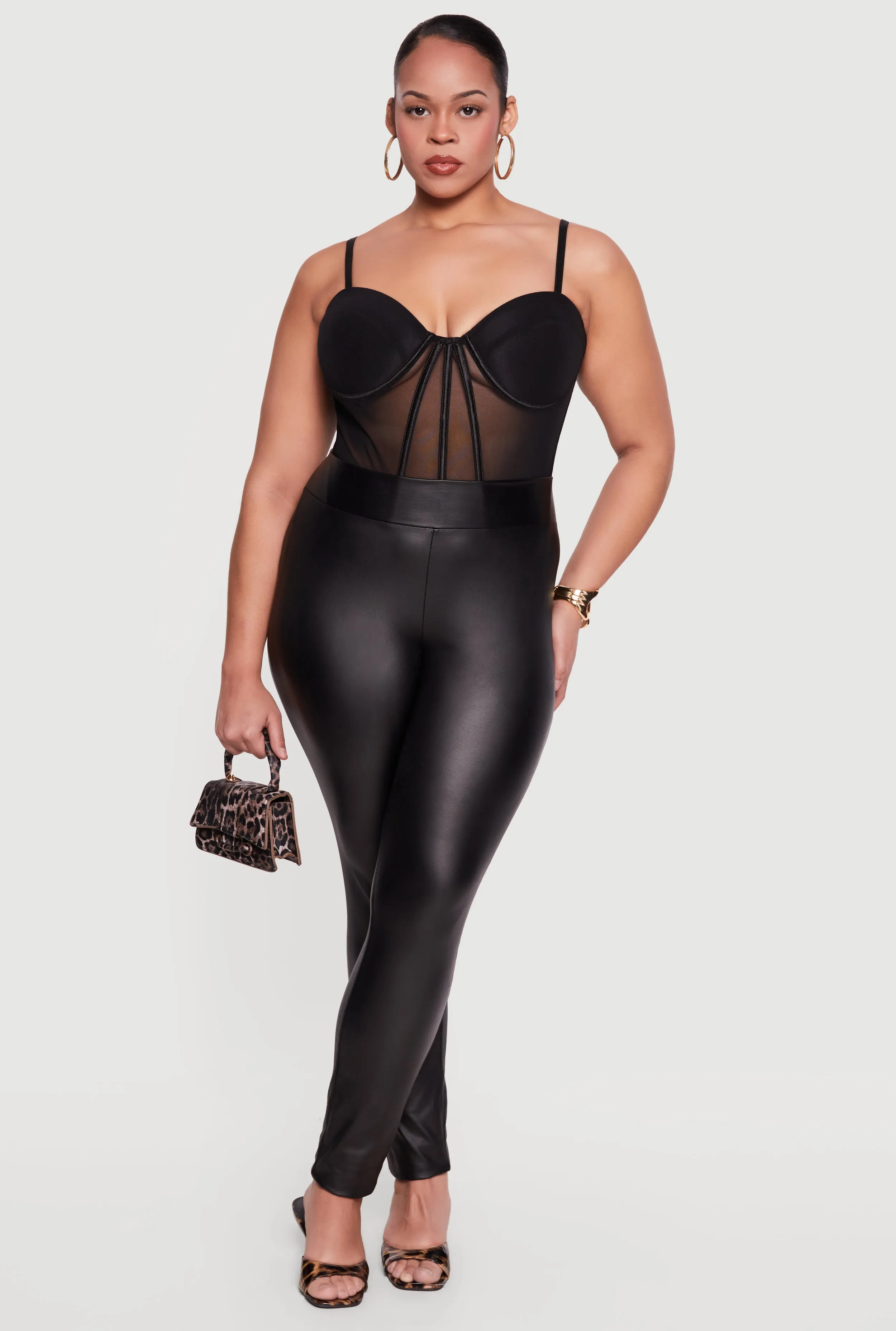 Plus Size Zip Back Mesh Bustier Top sold by Rainbow
