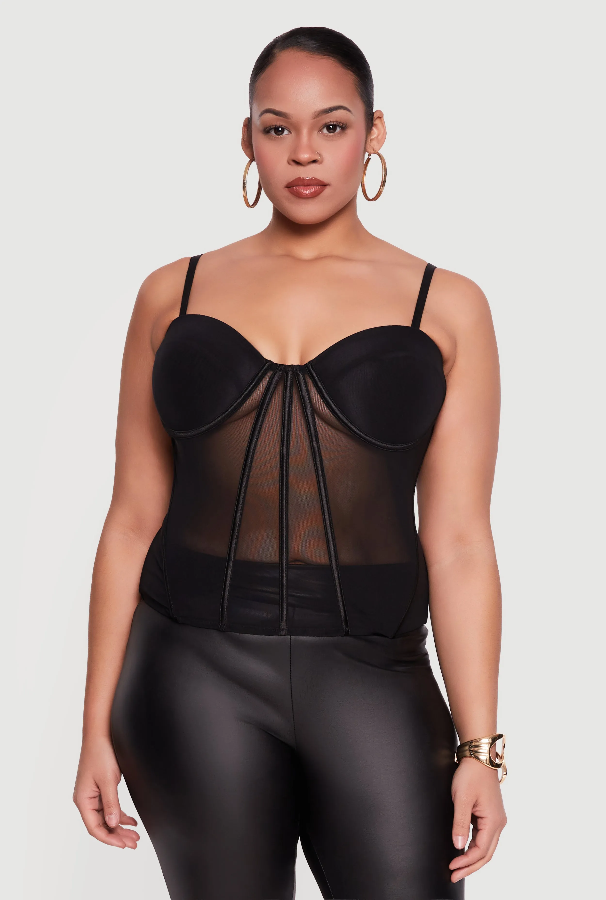 Plus Size Zip Back Mesh Bustier Top sold by Rainbow product image thumbnail 2