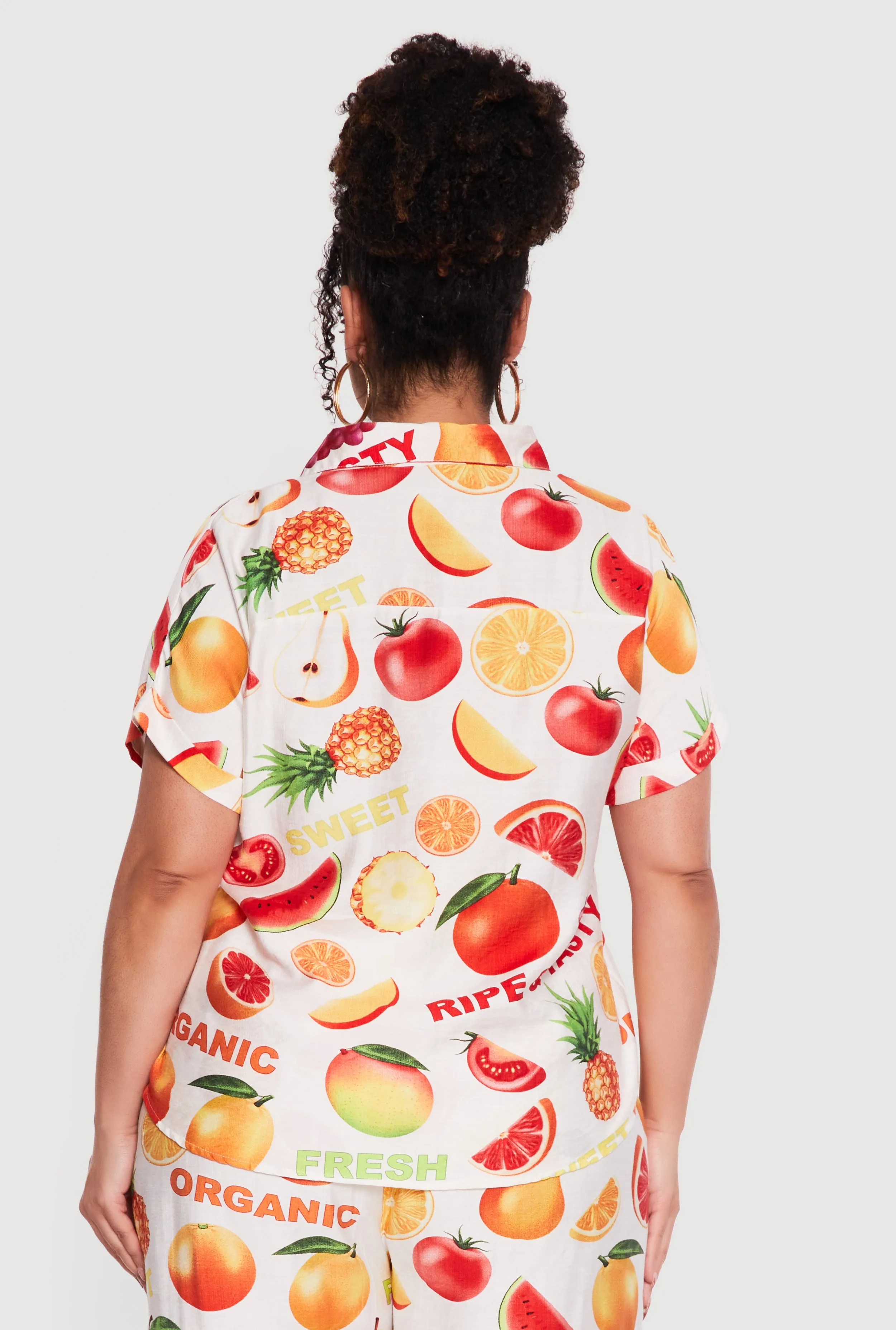Plus Size Fruit Print Patterned Collared Shirt sold by Rainbow product image thumbnail 5