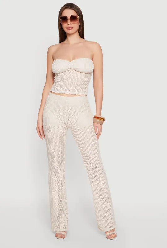 Textured Knit Pull On Bootcut Casual Pants made by Rainbow
