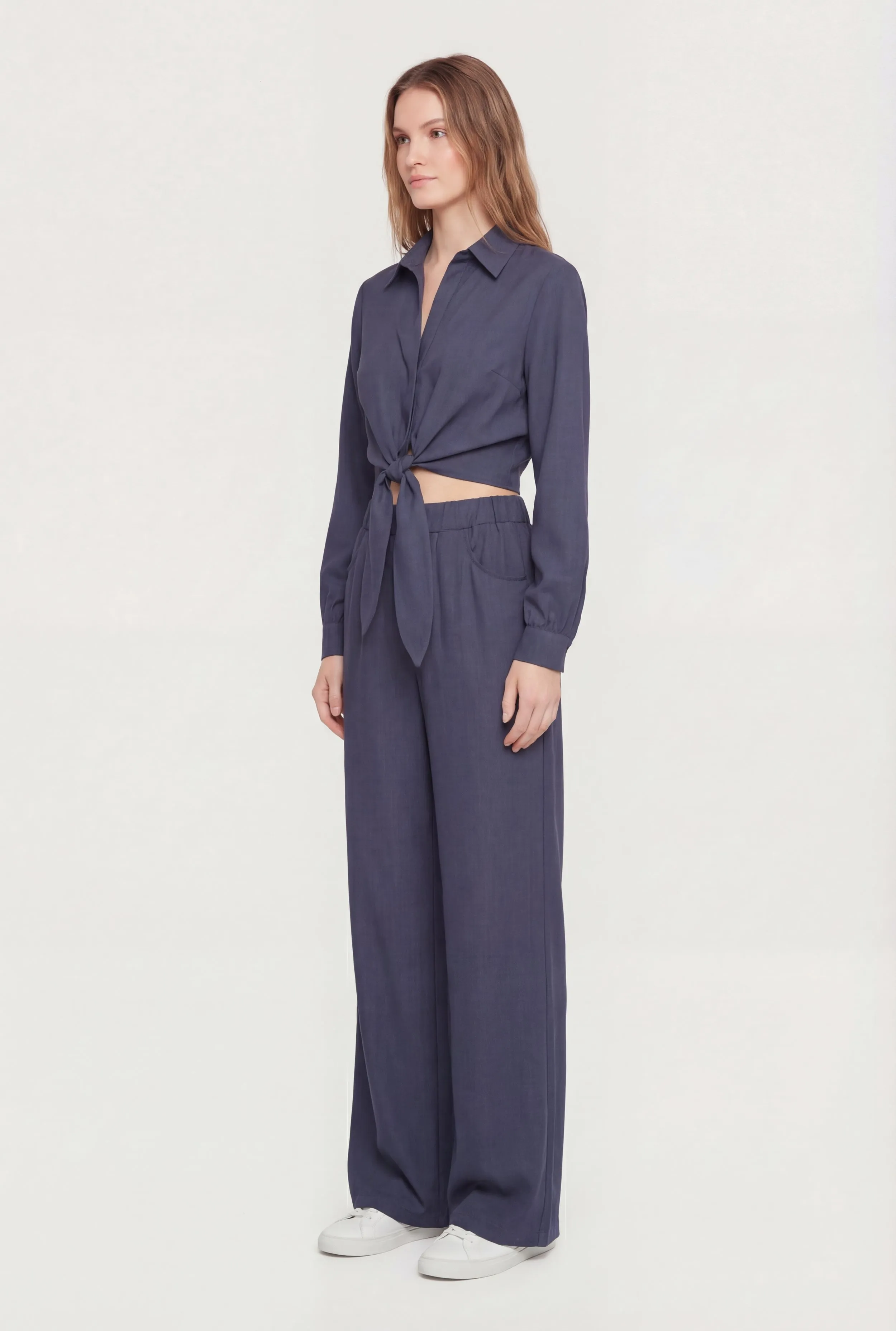 Solid High Waisted Wide Leg Pull On Pants sold by Rainbow product image thumbnail 2