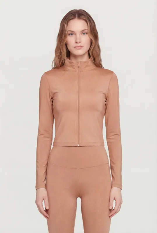 Mock Neck Zip Front Active Jacket made by Rainbow