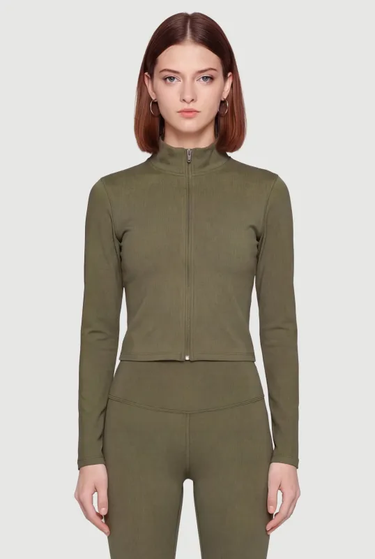 Mock Neck Zip Front Active Jacket made by Rainbow