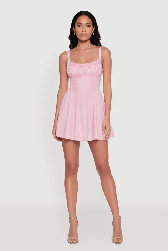 Drawstring Front Bustier Skater Dress made by iris