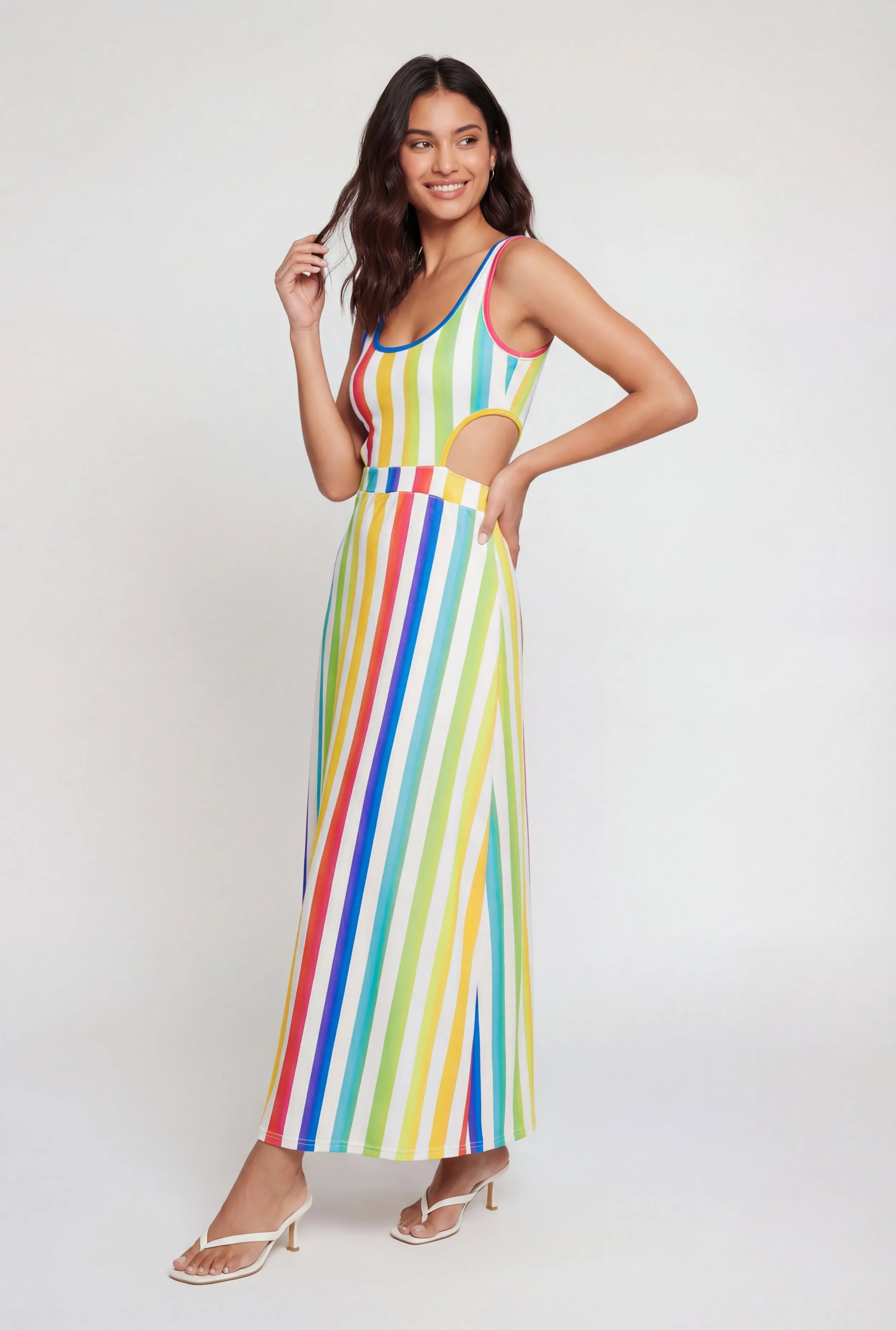 Rainbow Stripe Cut Out Detail Maxi Dress sold by Rainbow product image thumbnail 2