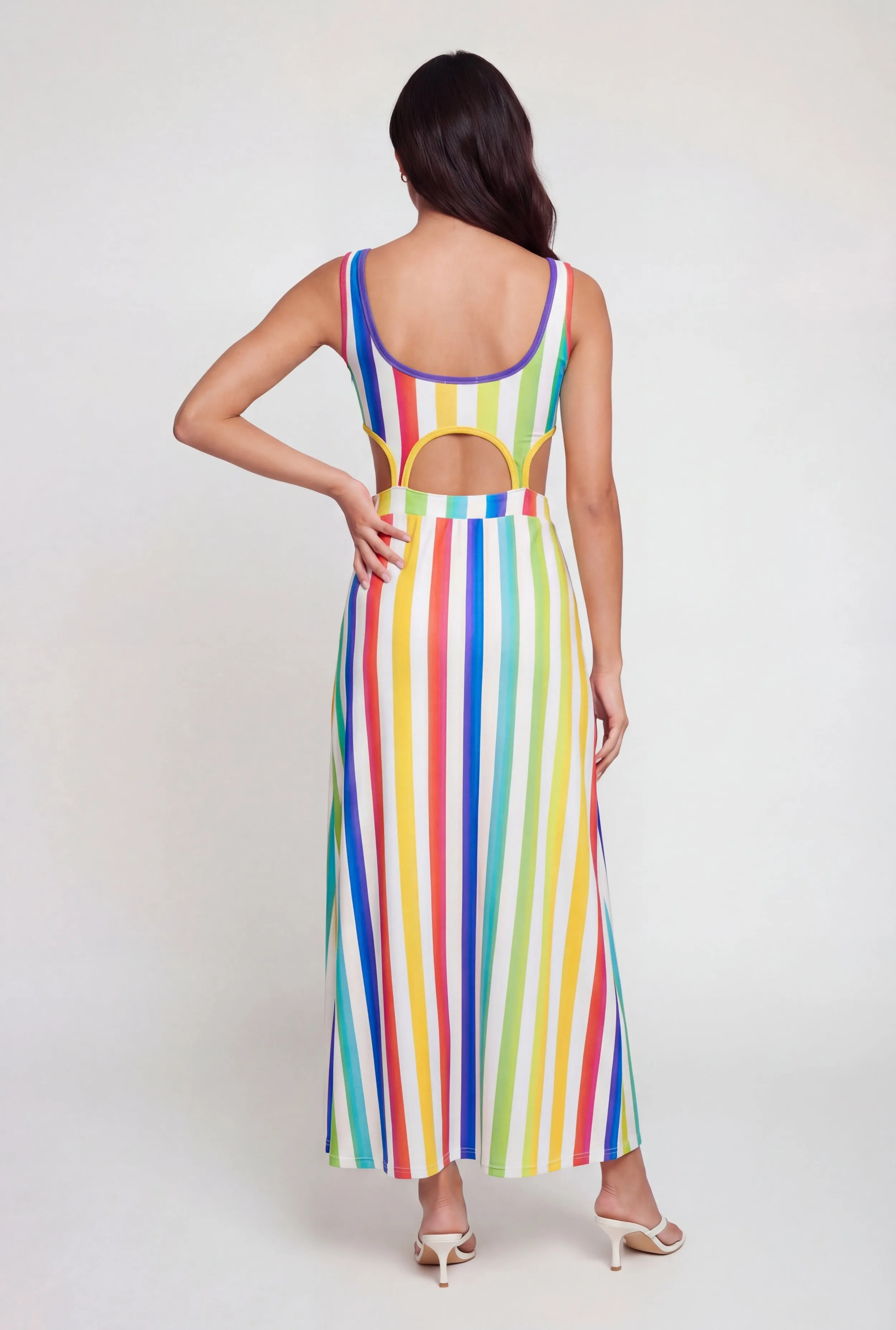 Rainbow Stripe Cut Out Detail Maxi Dress sold by Rainbow product image thumbnail 3
