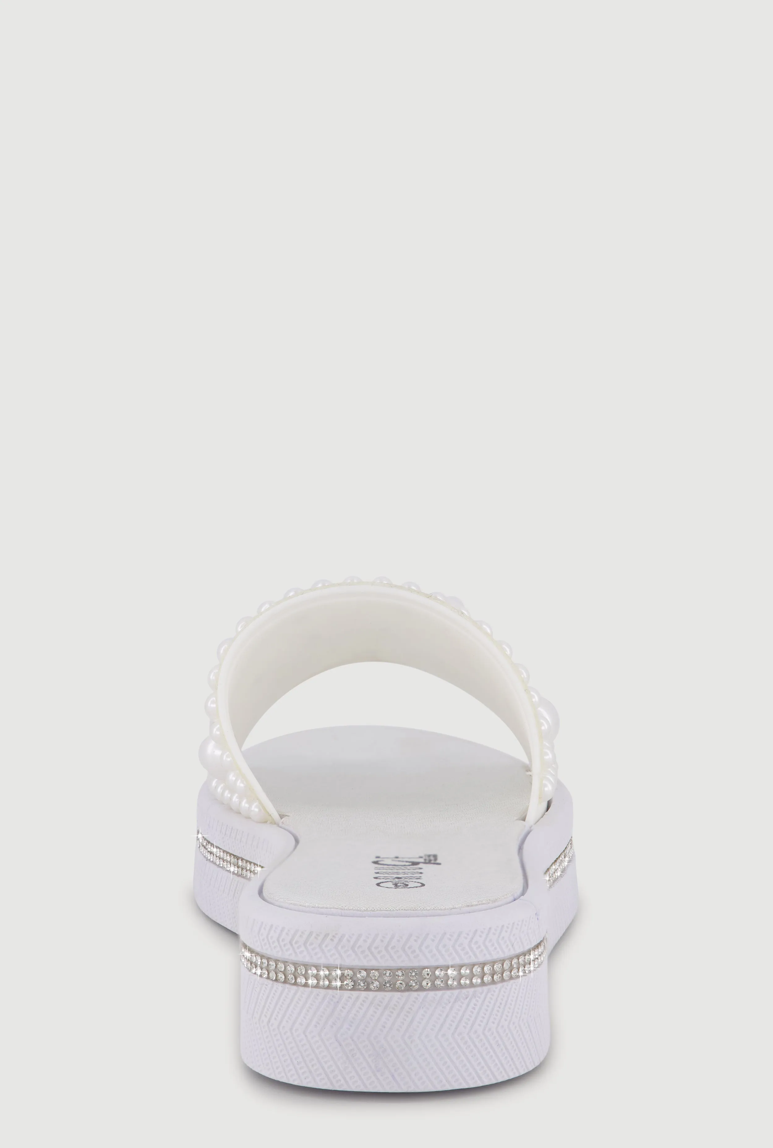 Rhinestone Trim Faux Pearl Band Slide Sandals sold by Rainbow product image thumbnail 3