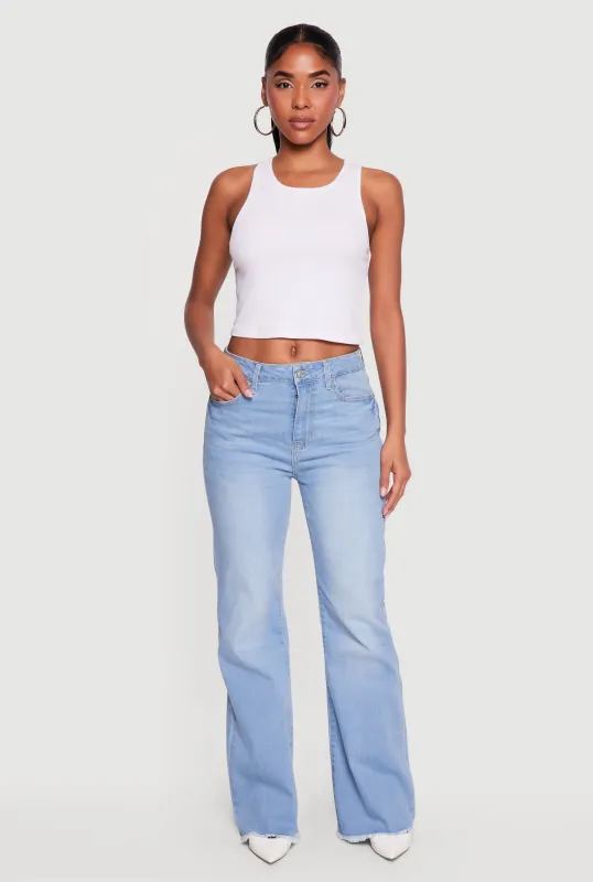 WAX Frayed Hem Slim Bootcut Jeans made by Rainbow