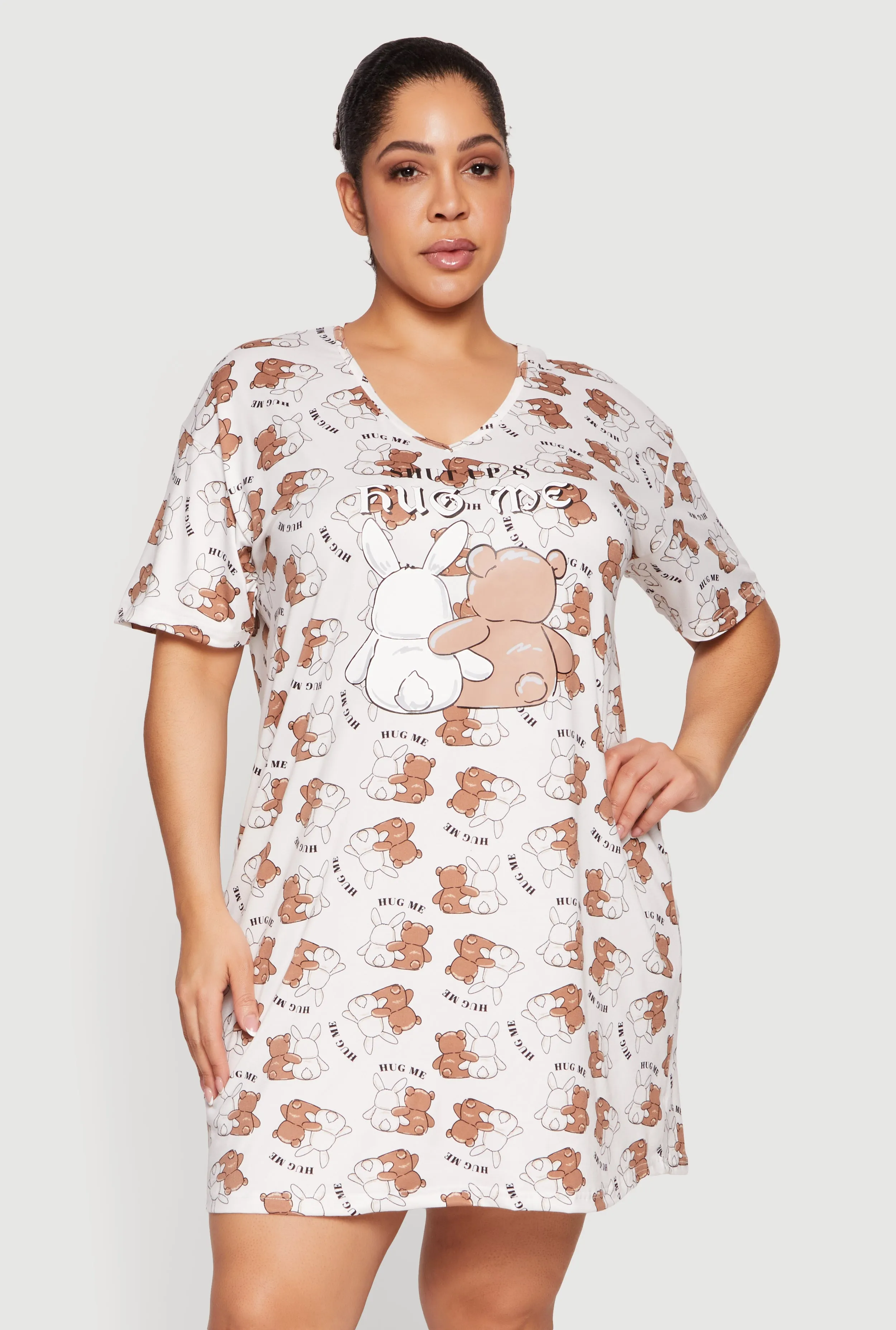 Plus Size Shut Up and Hug Me Graphic Sleepshirt sold by Rainbow