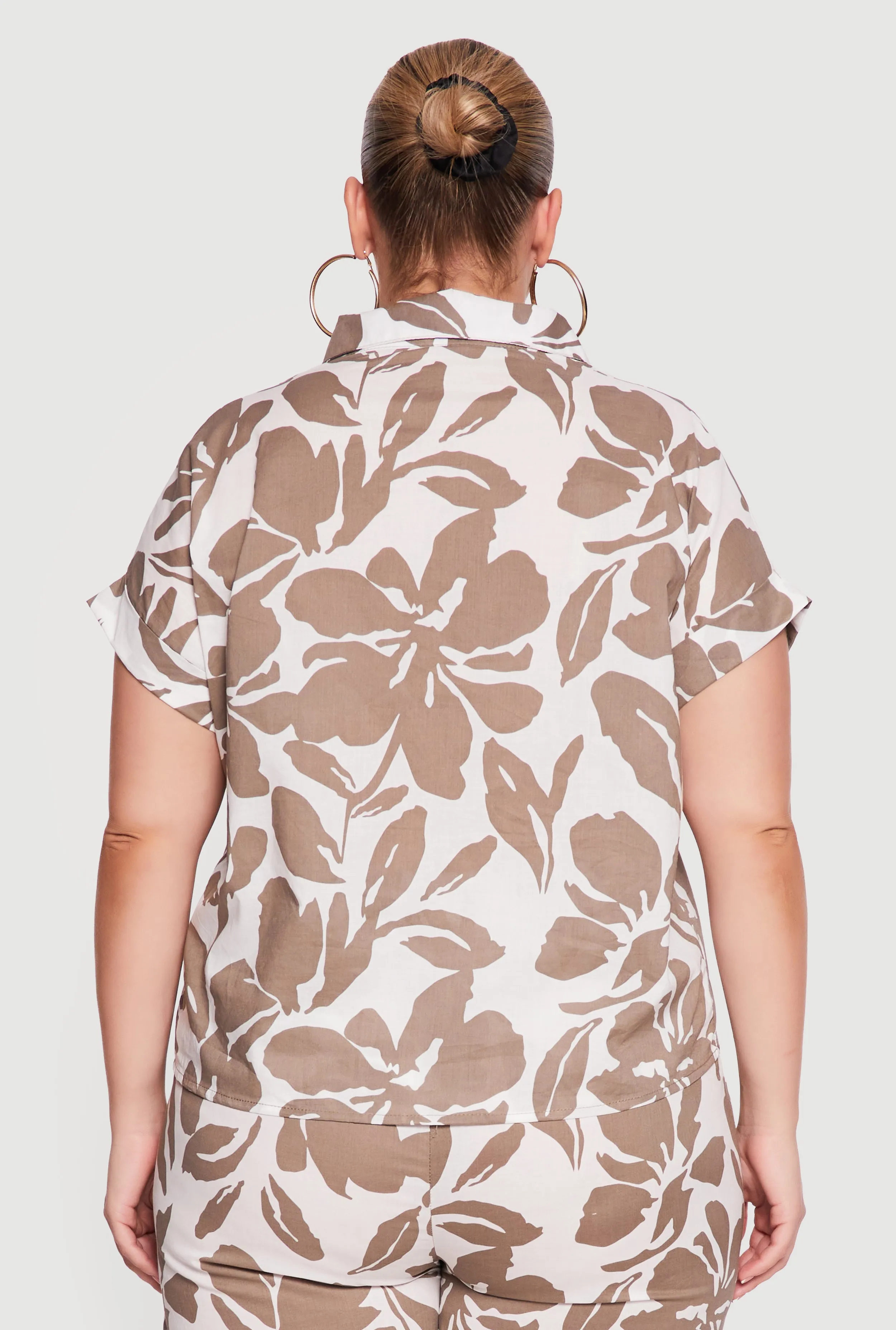 Plus Size Floral Print Button Front Shirt sold by Rainbow product image thumbnail 5