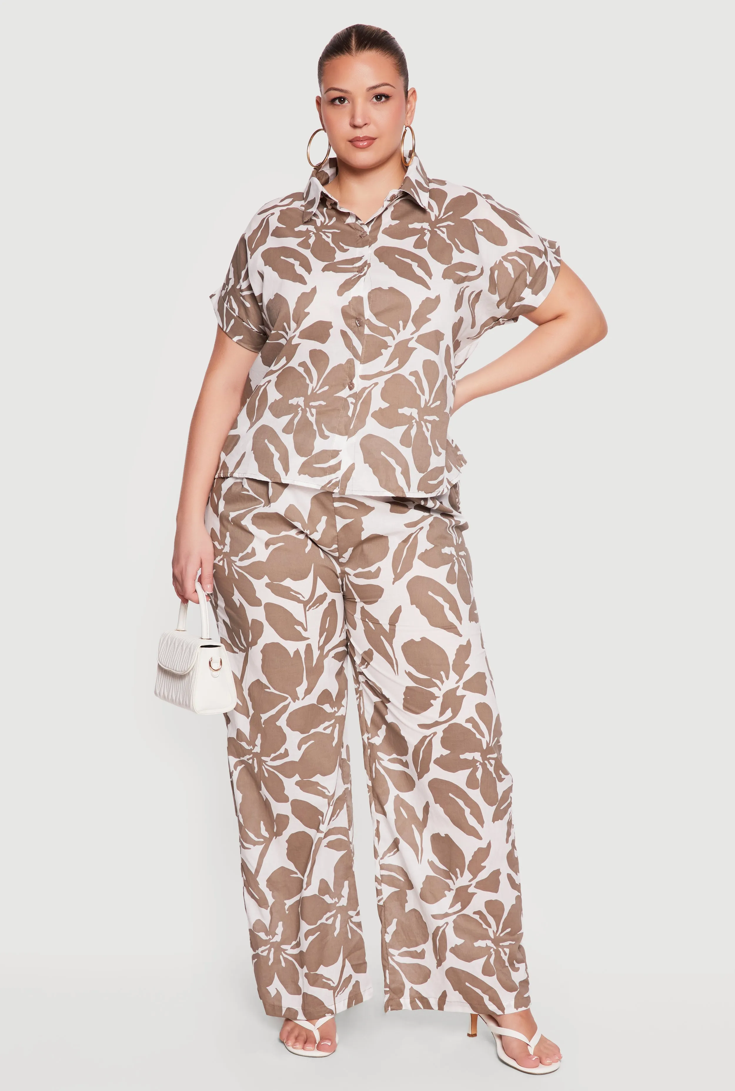Plus Size Floral Print Button Front Shirt sold by Rainbow product image thumbnail 2