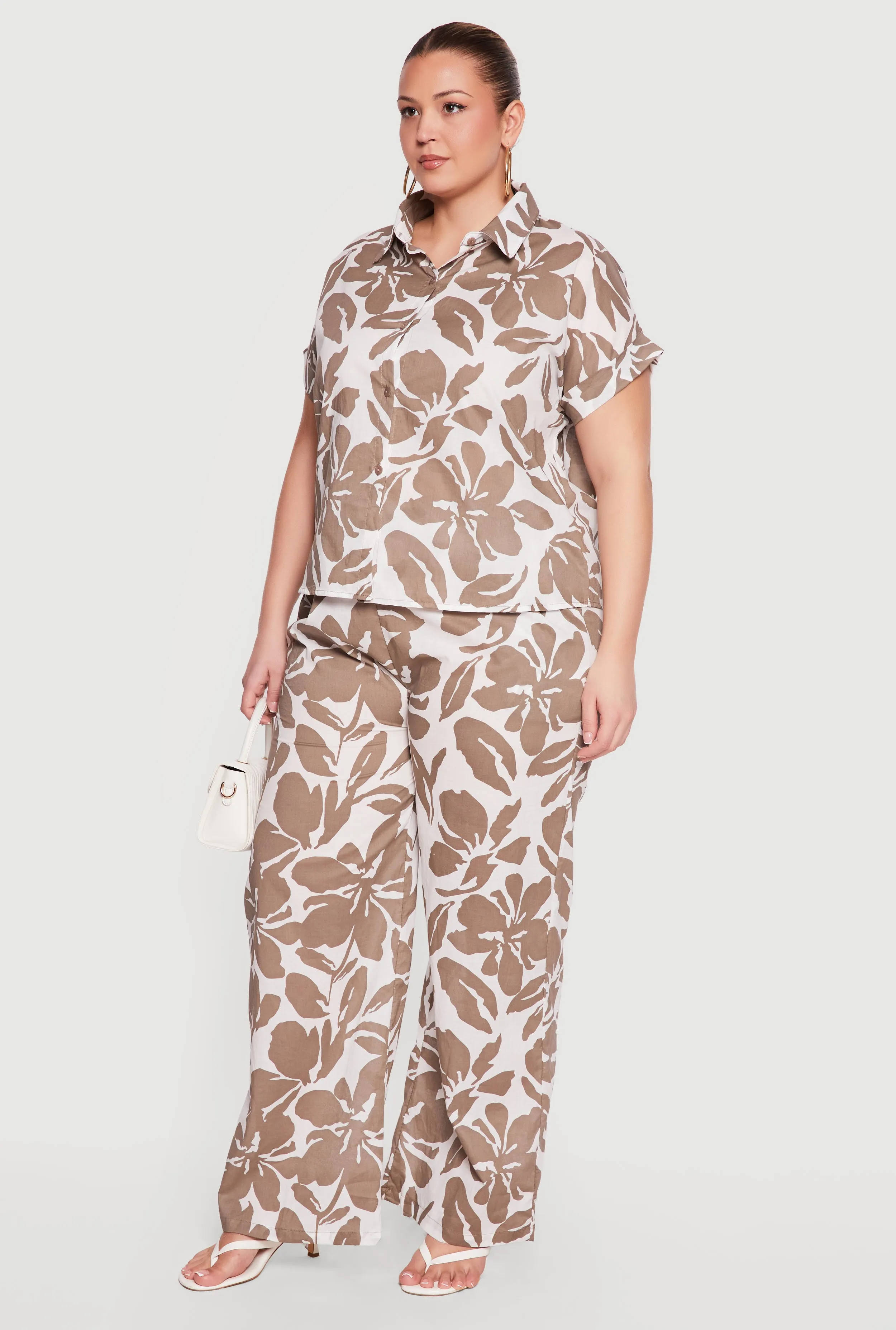 Plus Size Floral Print Button Front Shirt sold by Rainbow product image thumbnail 3