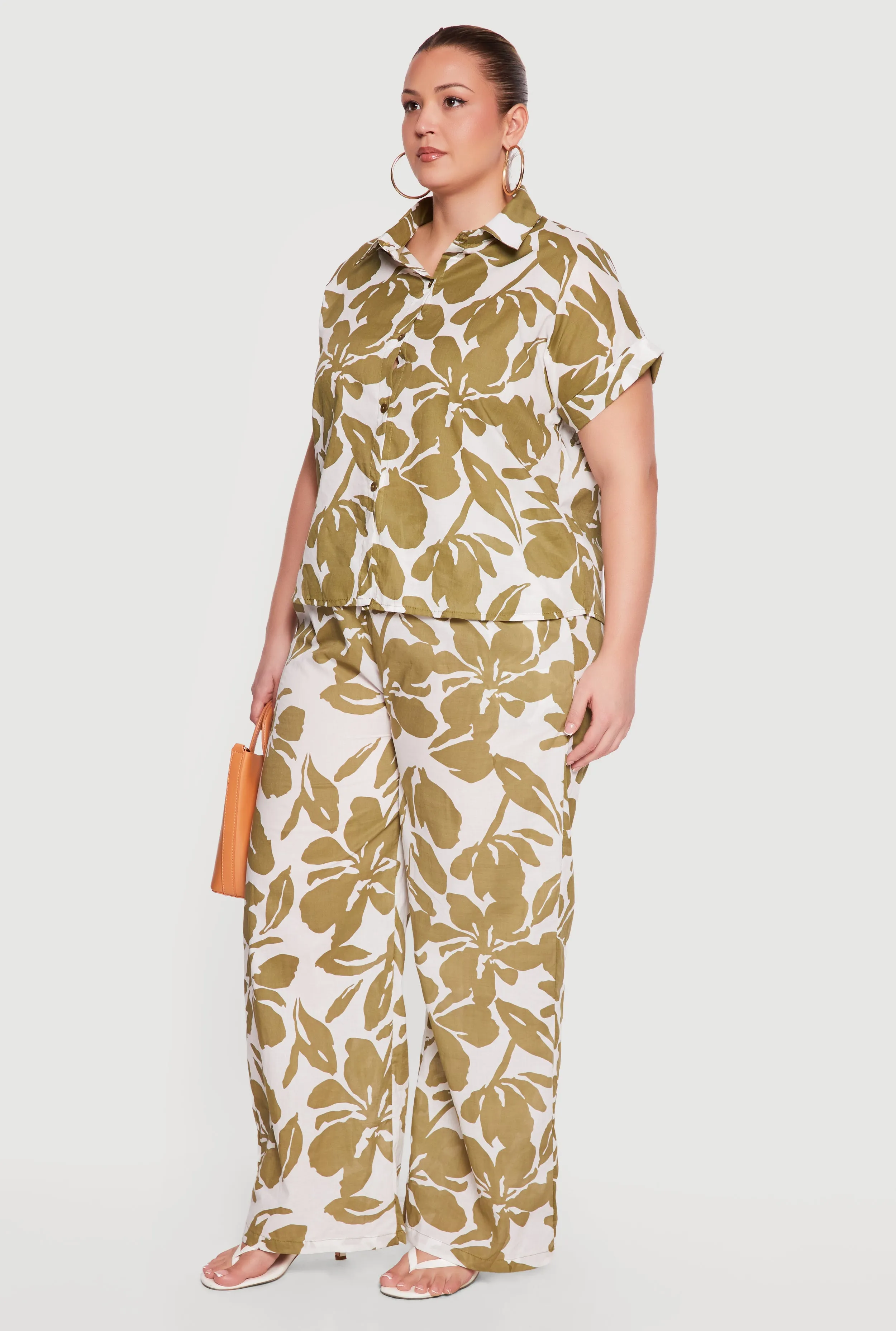 Plus Size Floral Print Button Front Shirt sold by Rainbow product image thumbnail 3